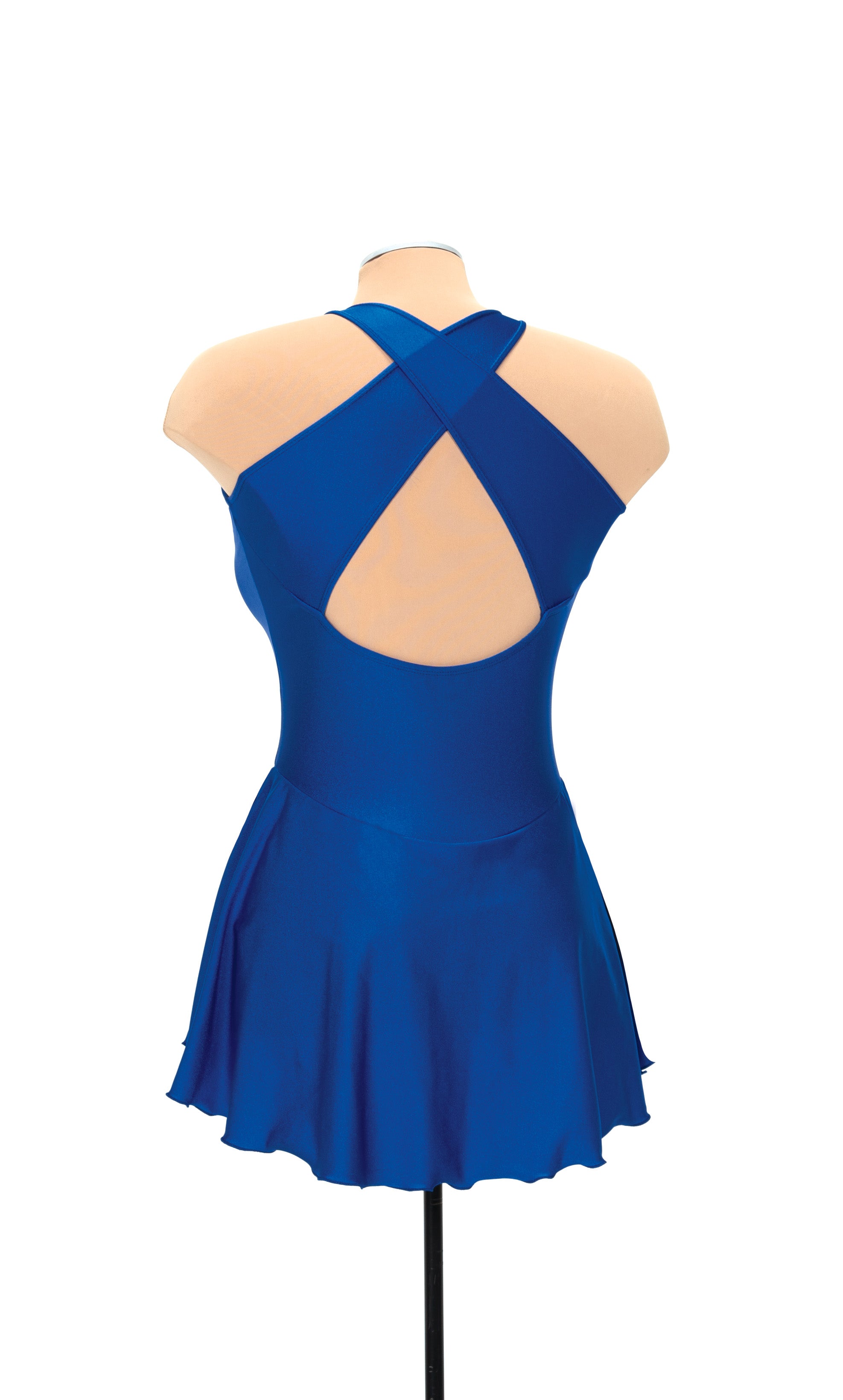 Back view of skate dress on mannequin with cross straps