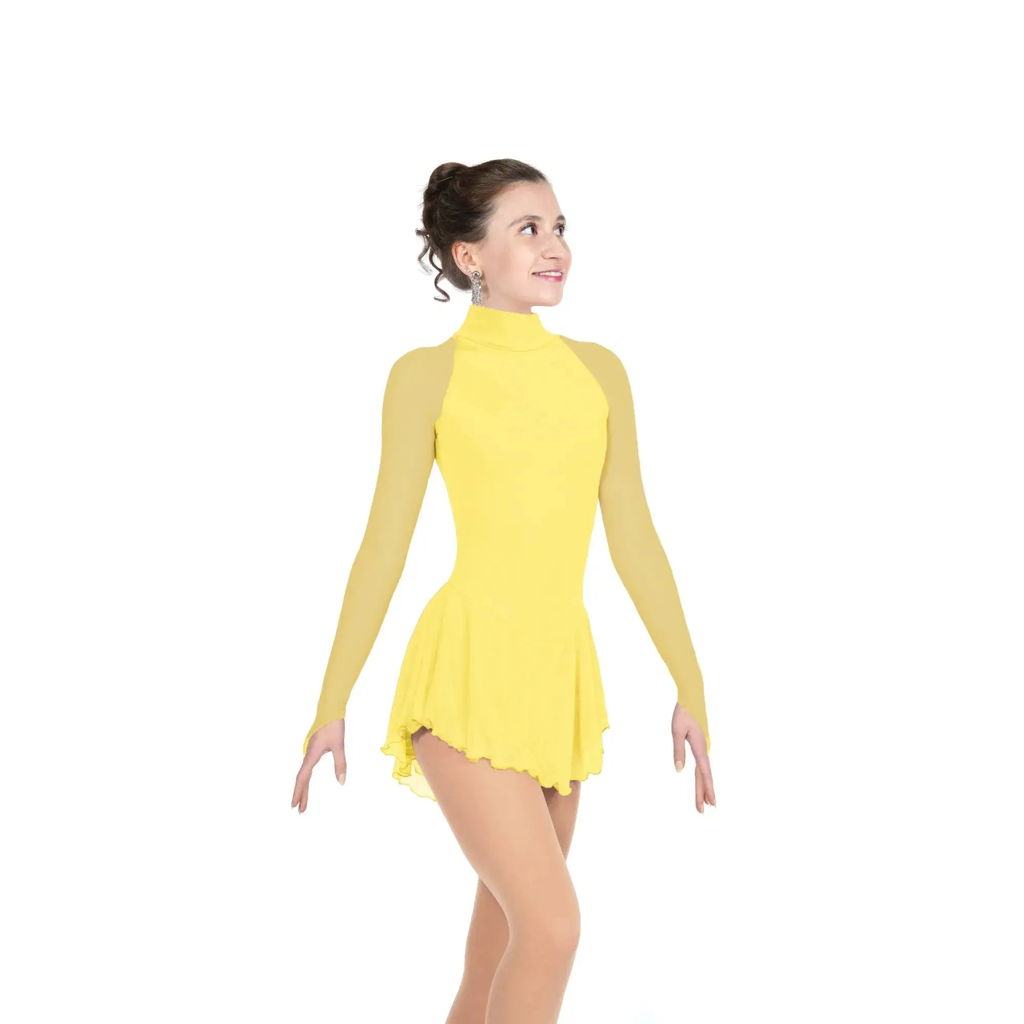Robe de patinage artistique classique à col montant Solitaire F22009-TR, rose thé