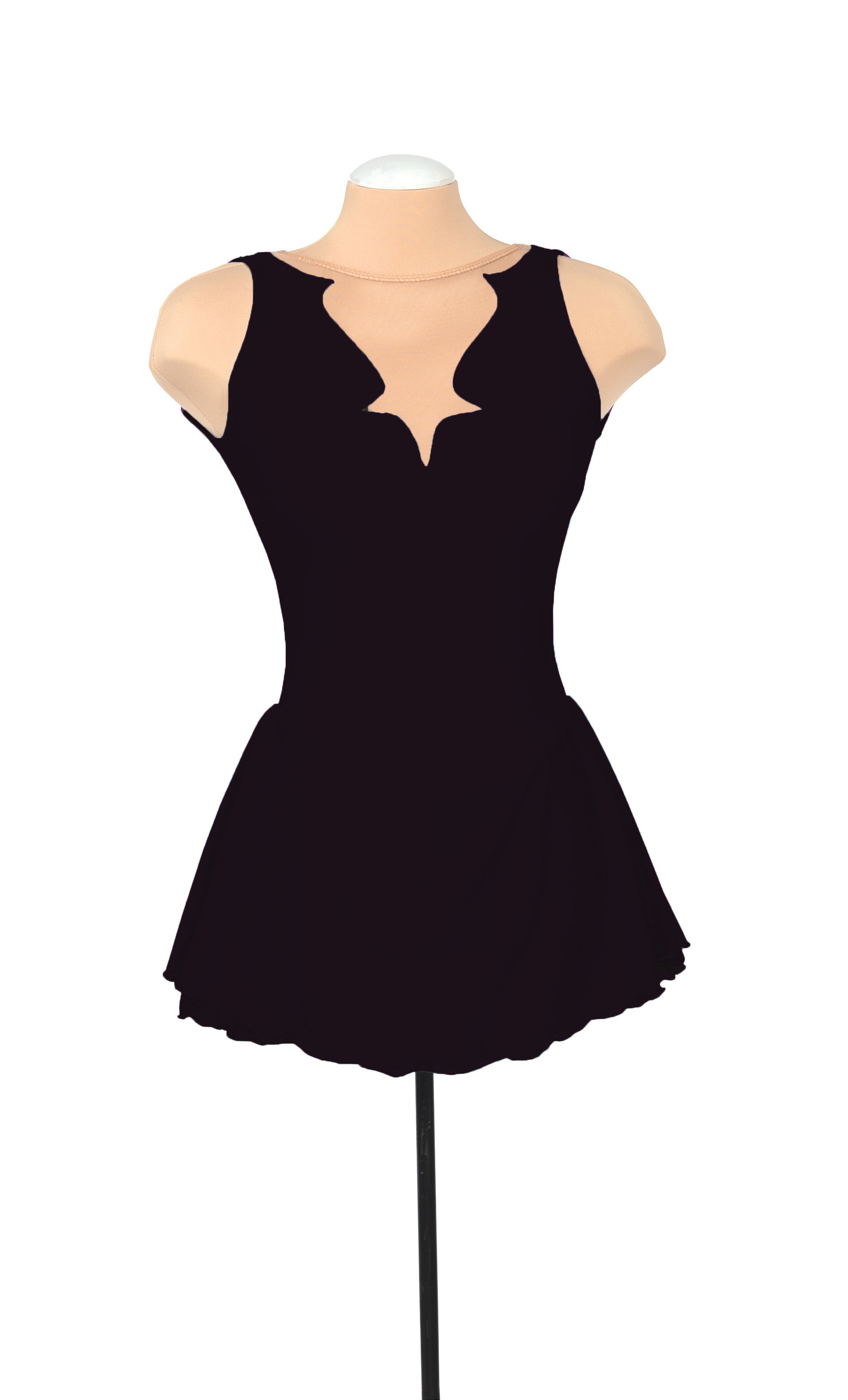 Front view of plain black figure skate dress