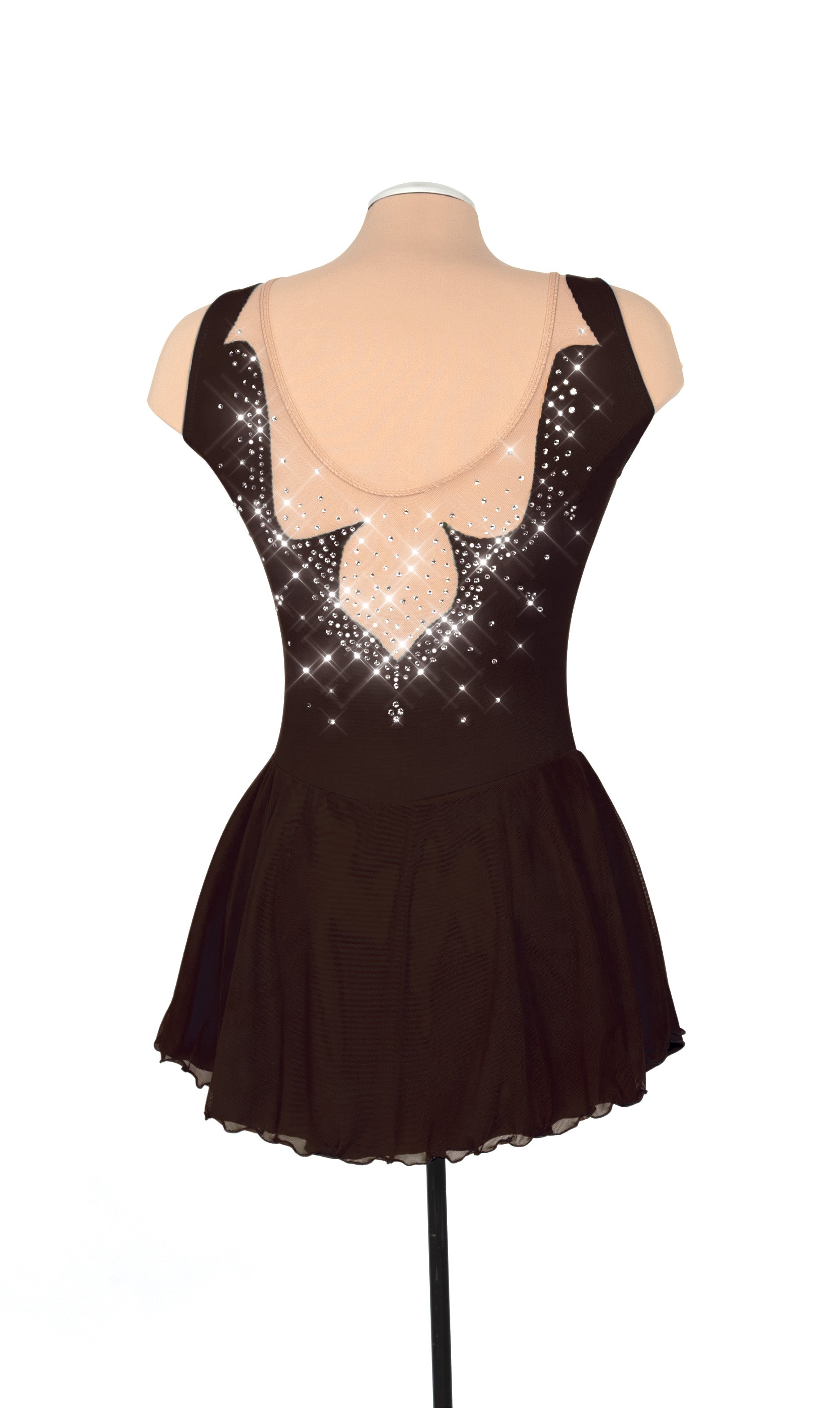 Back view of black skate dress with sparkling cutwork