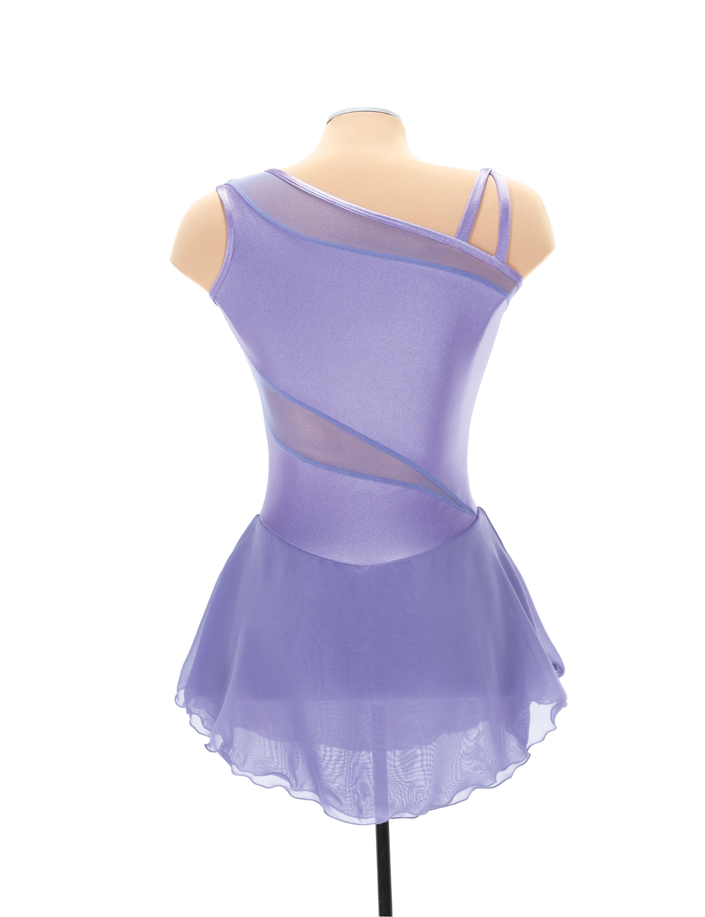 Lilac figure skate dress on mannequin, back view