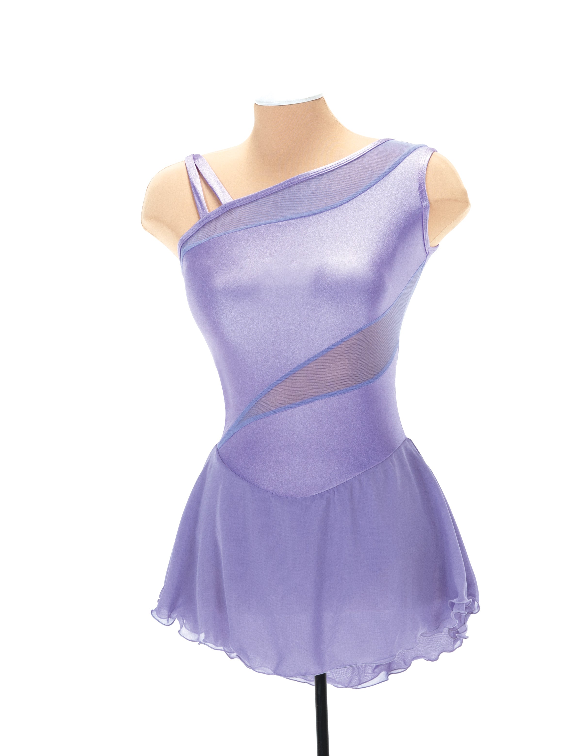 Lilac figure skate dress on mannequin, front view