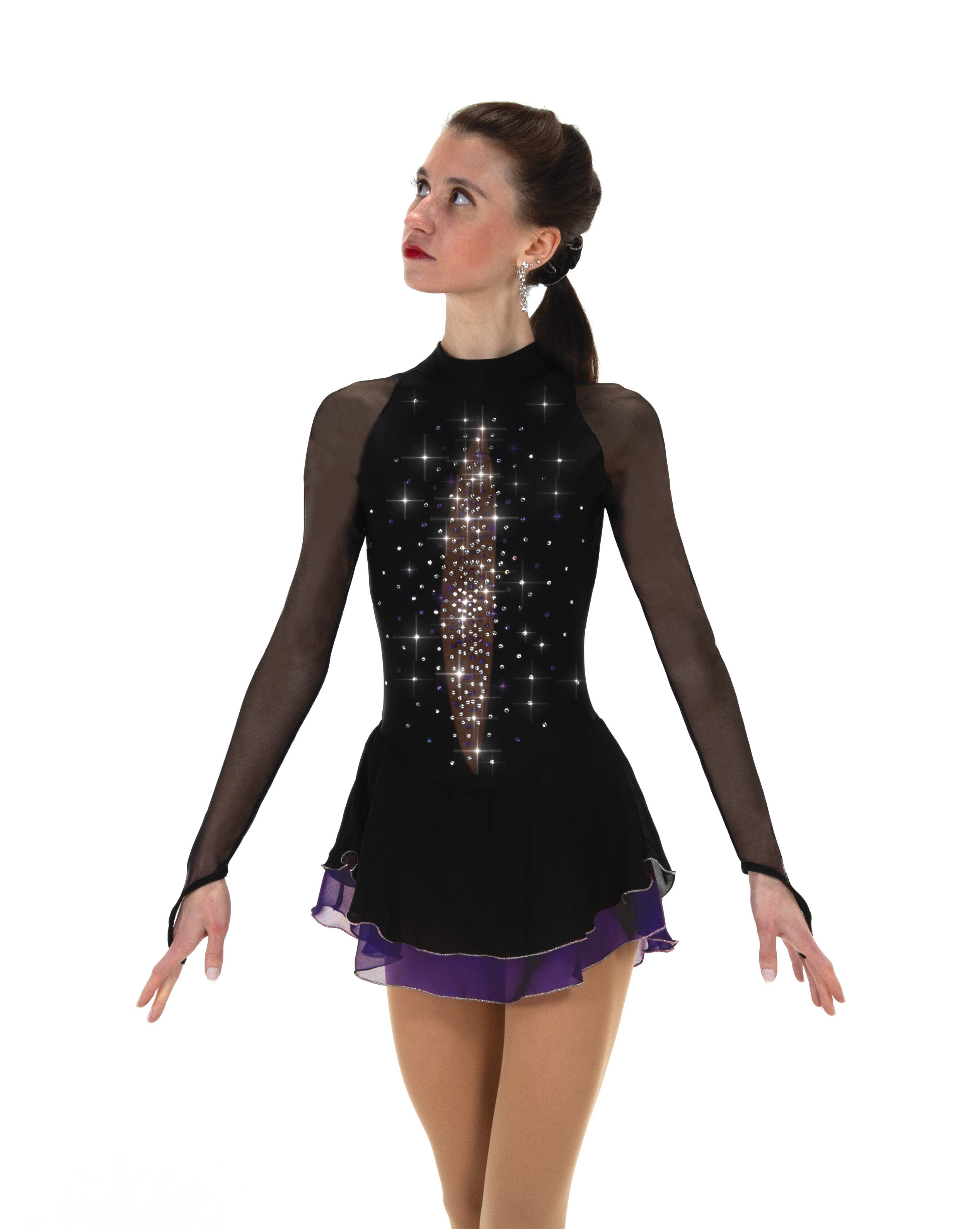F24022-A Accent Skirt Figure Skate Dress Amethyst