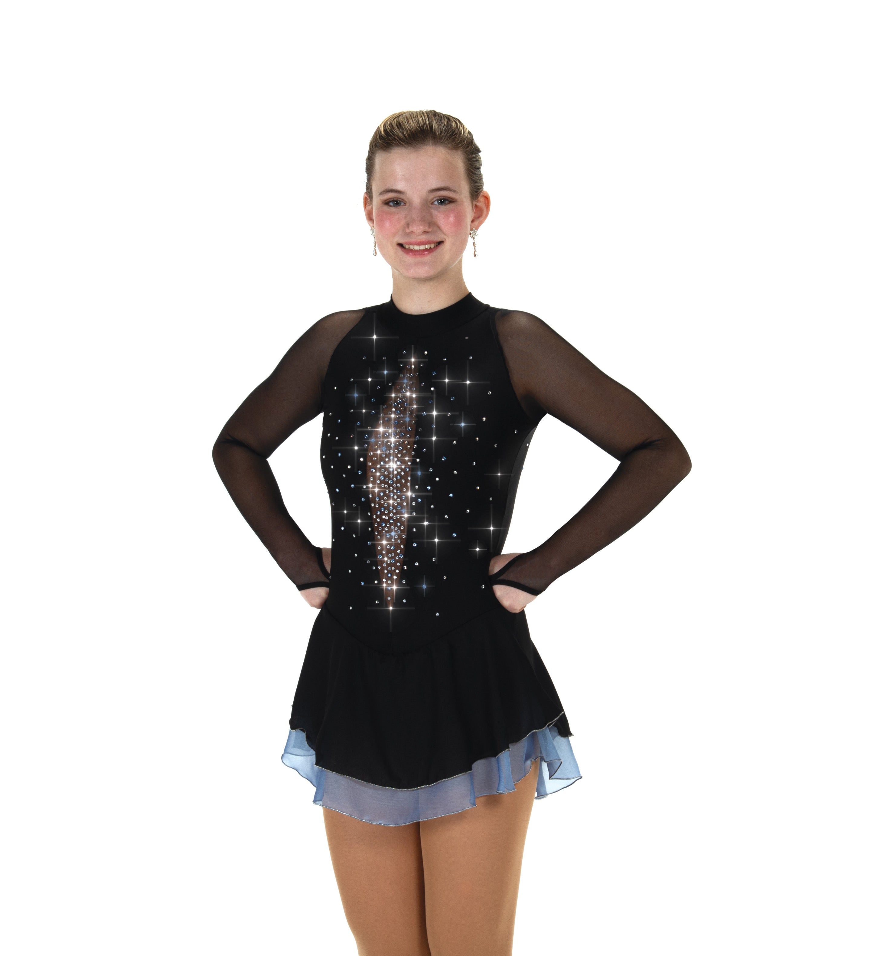 F24022-BL Accent Skirt Figure Skate Dress Blue