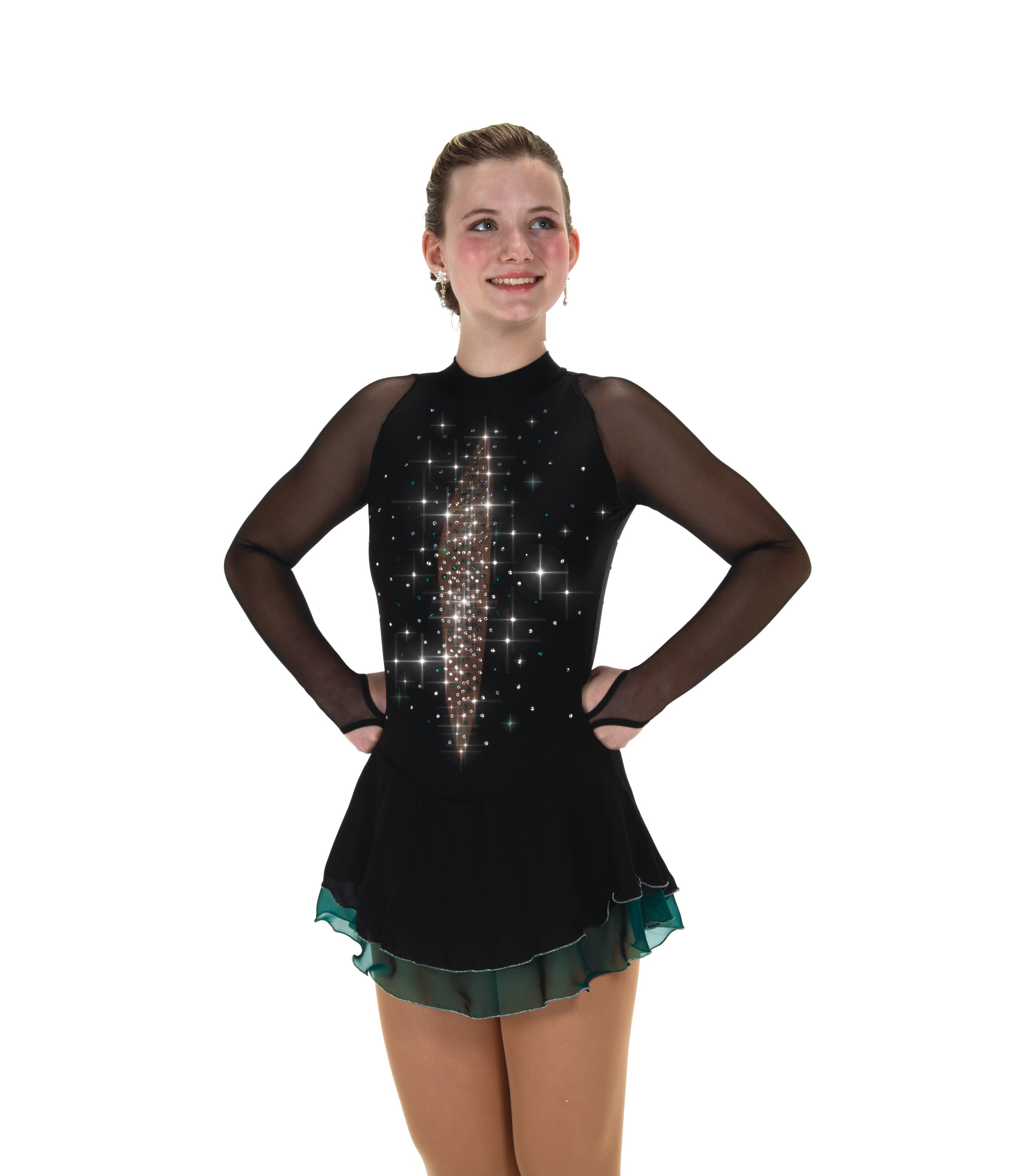 Emerald Figure Skating Dress - F24022-E | Eco Lycra Mesh Emerald Figure Skating Dress - F24022-E | Eco Lycra Mesh