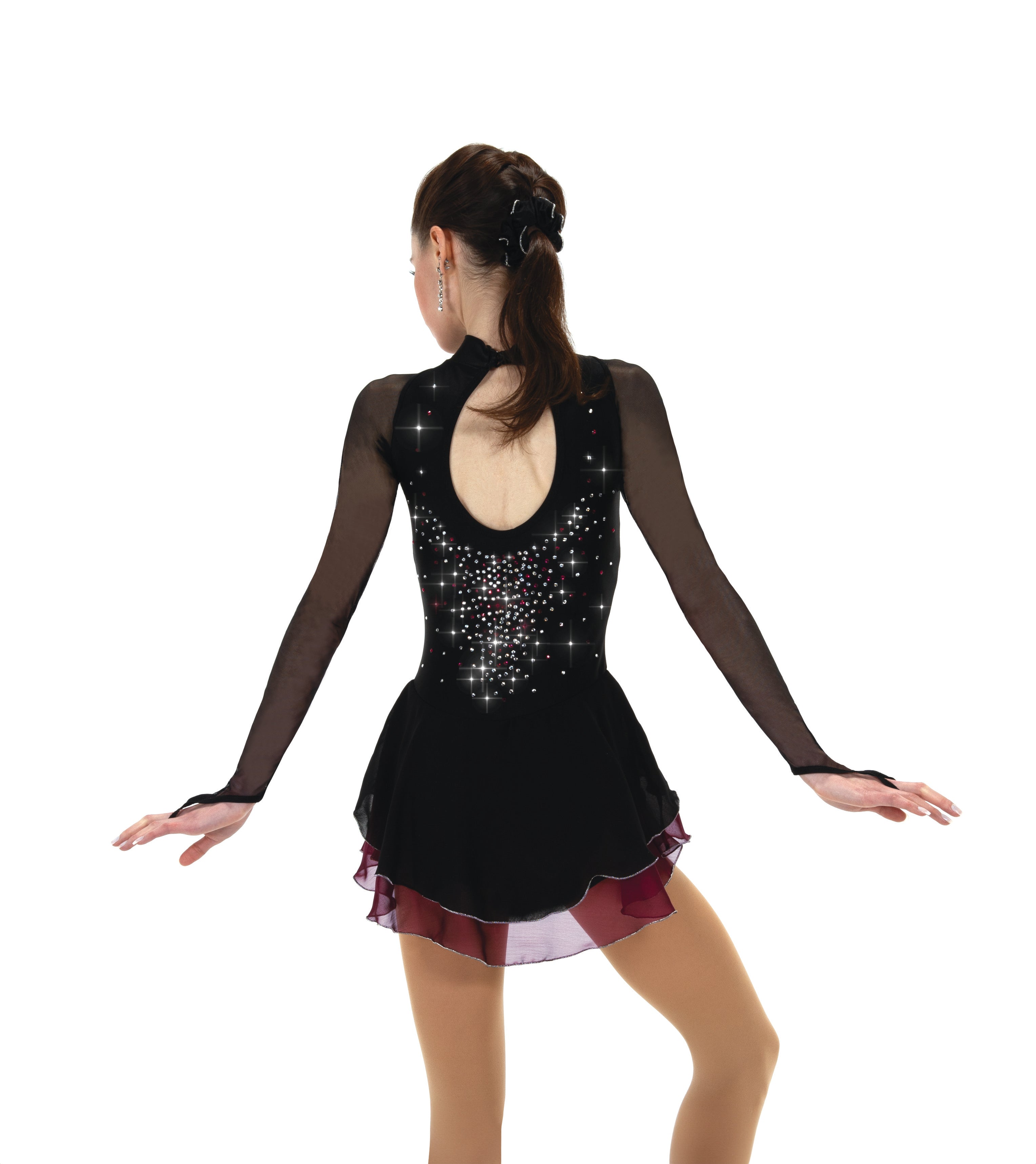 F24022-G Accent Skirt Figure Skate Dress Garnet