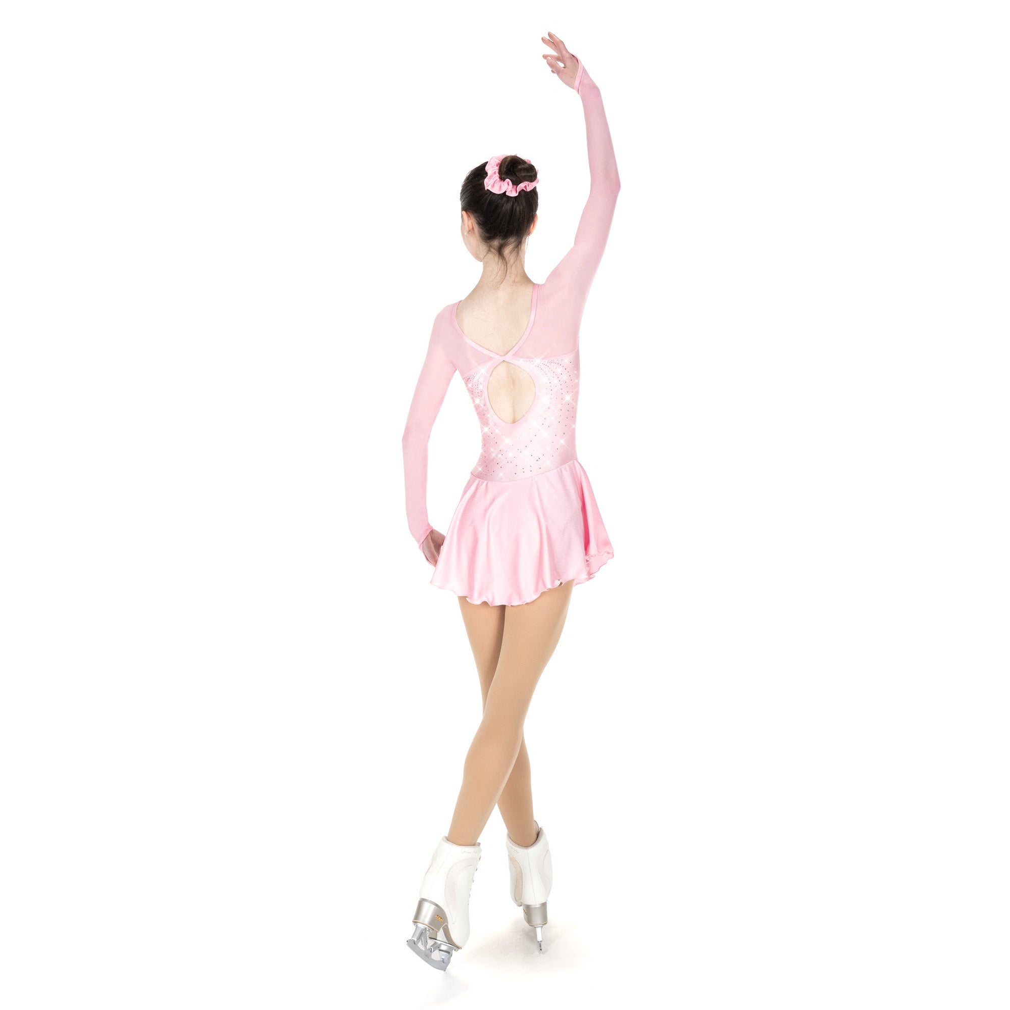 F25003-PP Locket Back Figure Skate Dress Pearl Pink