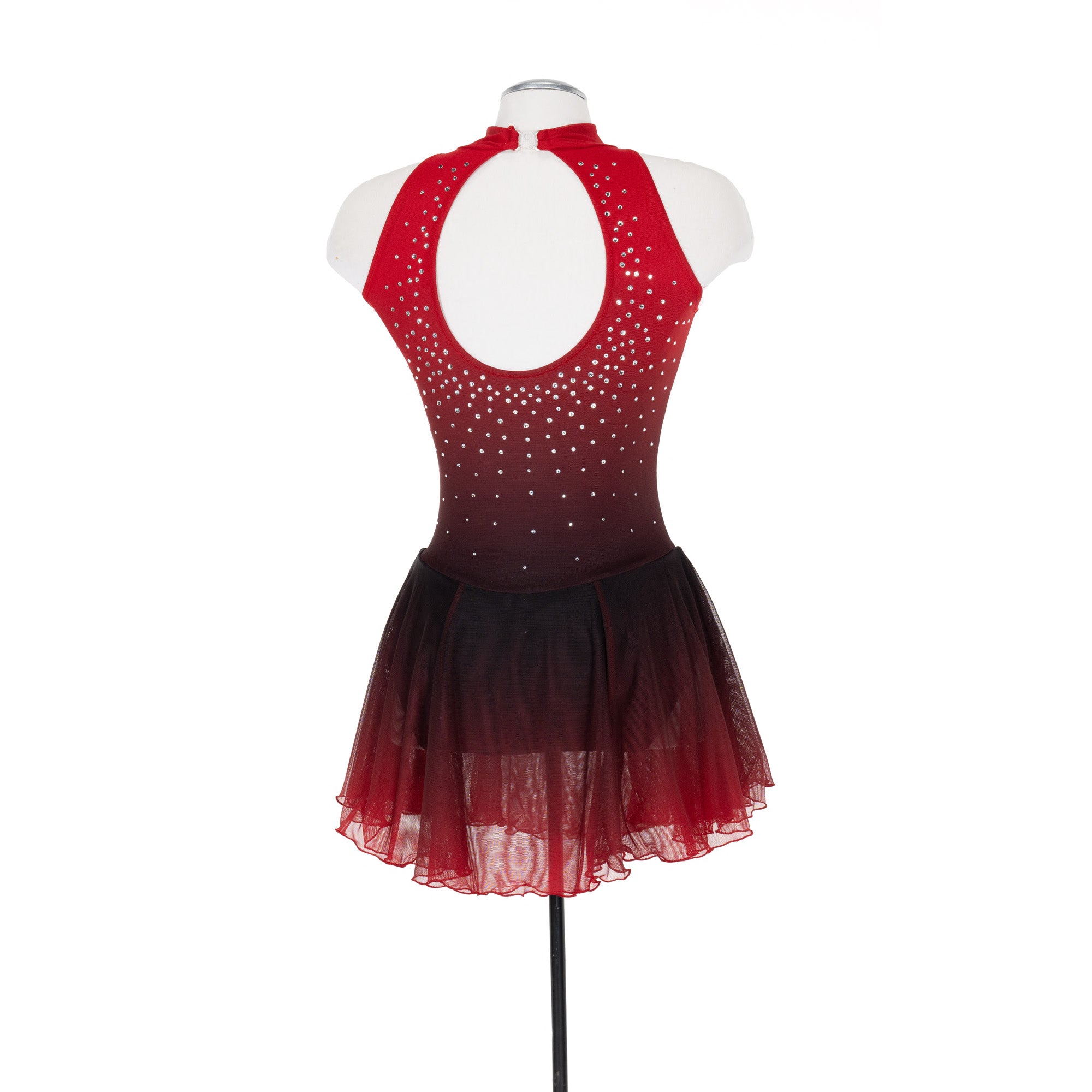 F25005-RO Ombre Figure Skate Dress Red Ombre