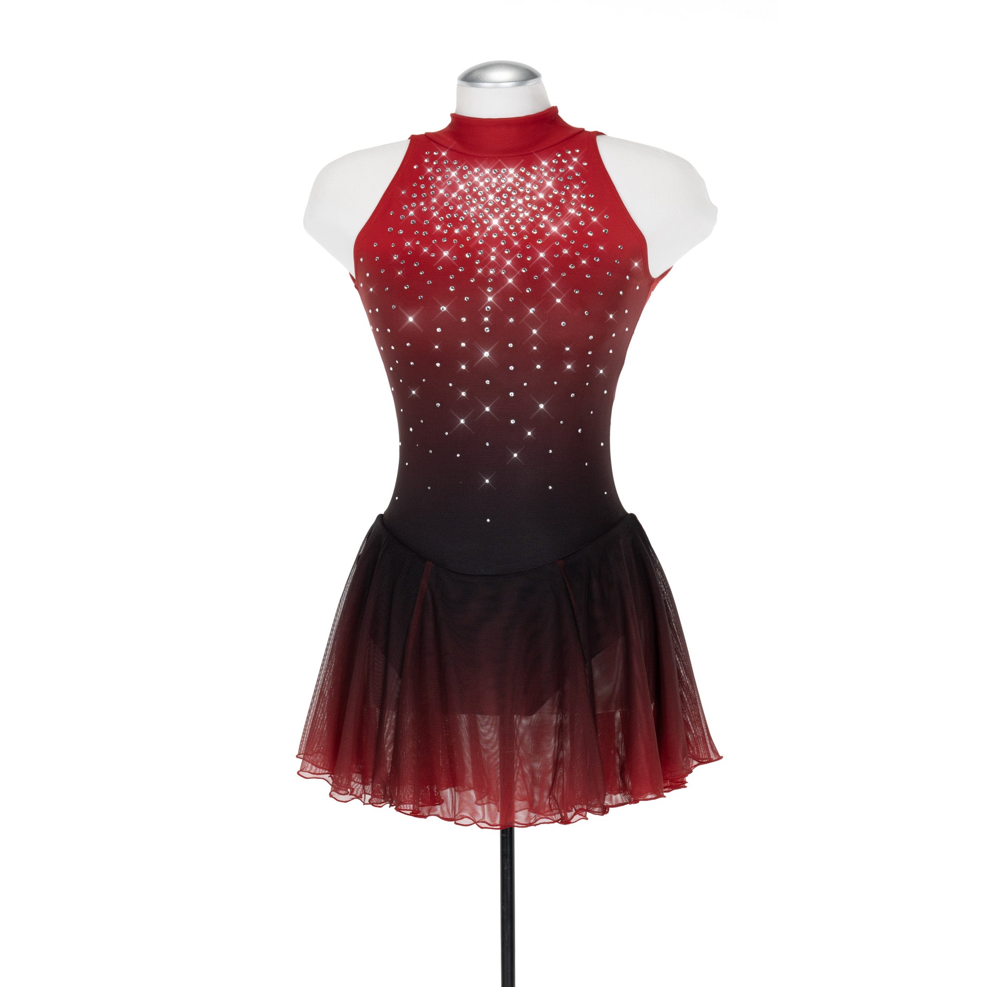 F25005-RO Ombre Figure Skate Dress Red Ombre