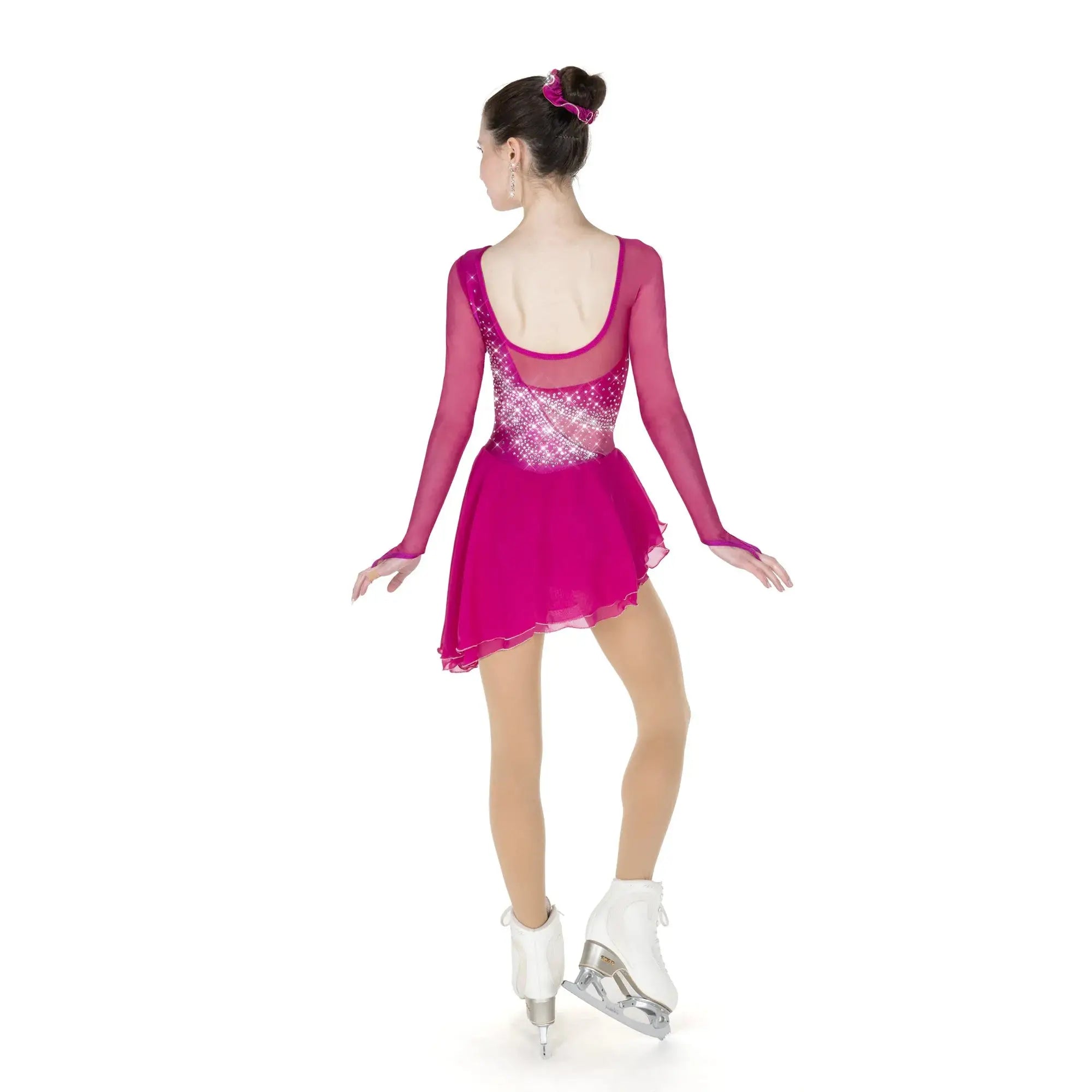 F25018-DP Solitaire Swoosh Figure Skate Dress Deep Pink