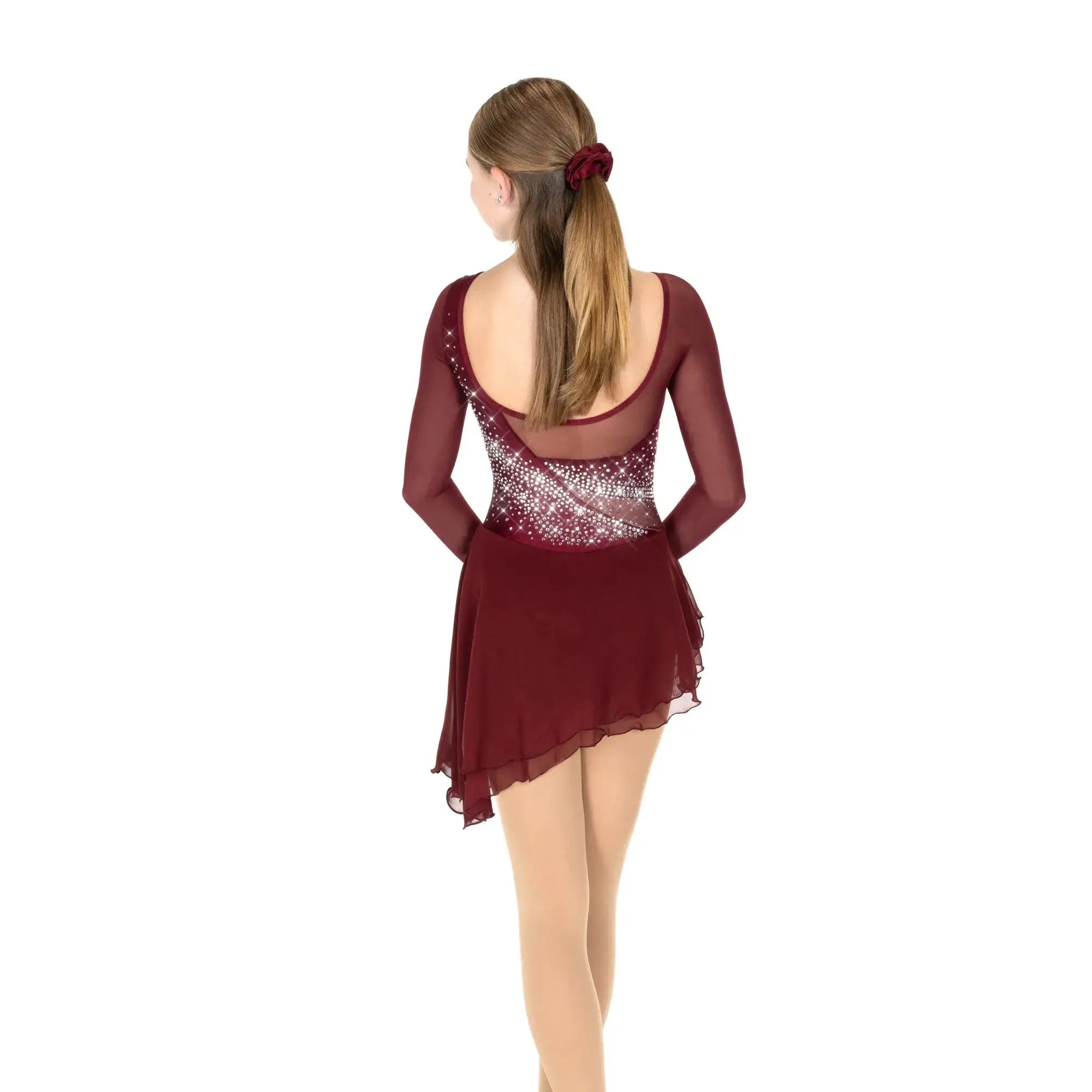 F25018-W Solitaire Swoosh Figure Skate Dress Wine