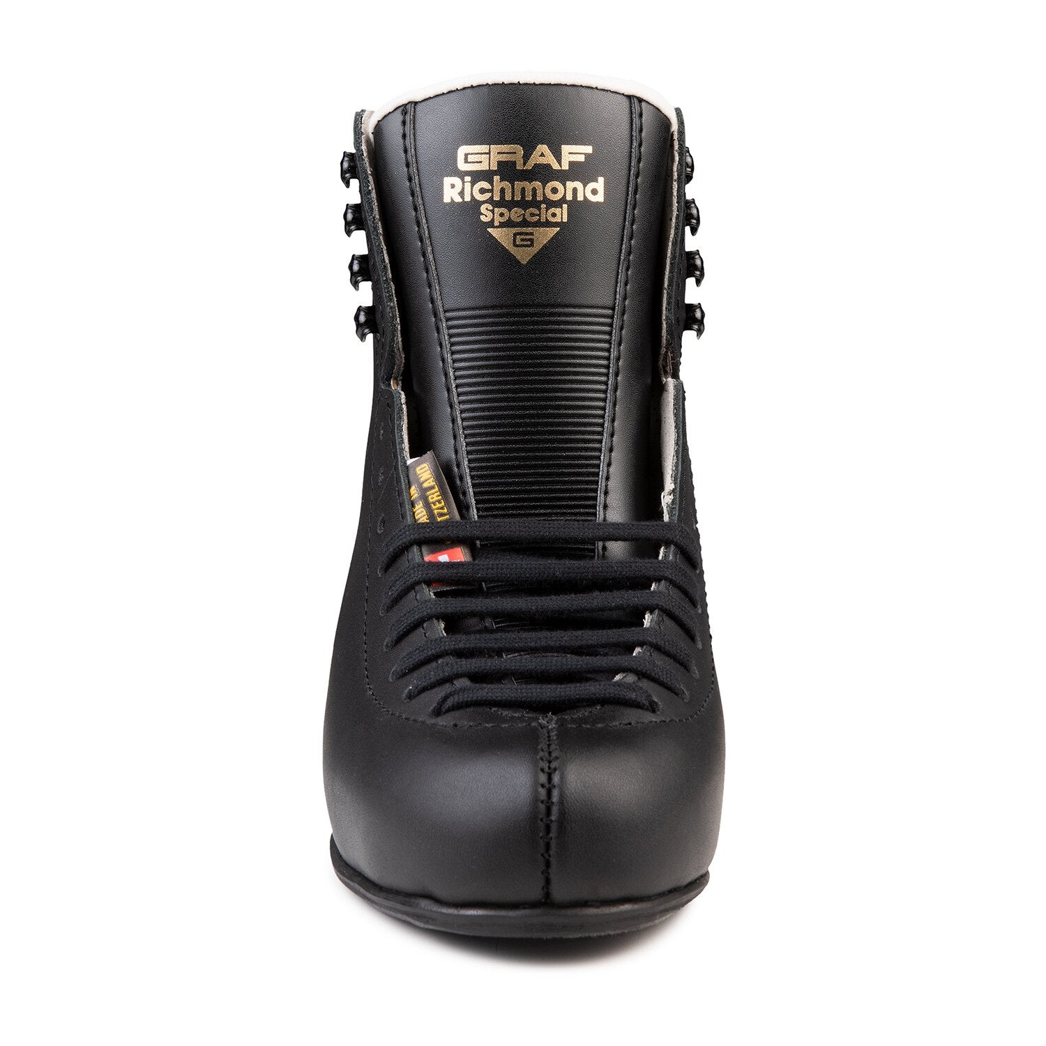 Front view of black Graf Richmond Special figure skate boot