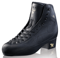 Black Risport Royal Pro figure skate boot designed for professional skaters, featuring durable leather and elegant stitching.