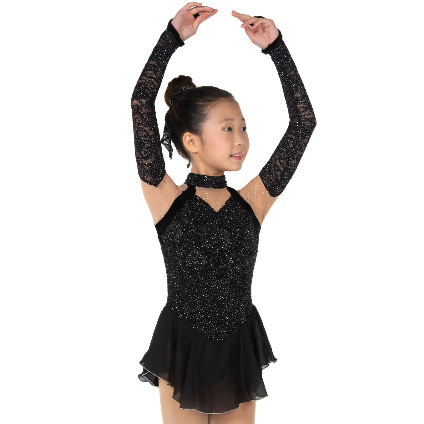 JR627-JB Opera Gloves Figure Skate Dress – Jet Black