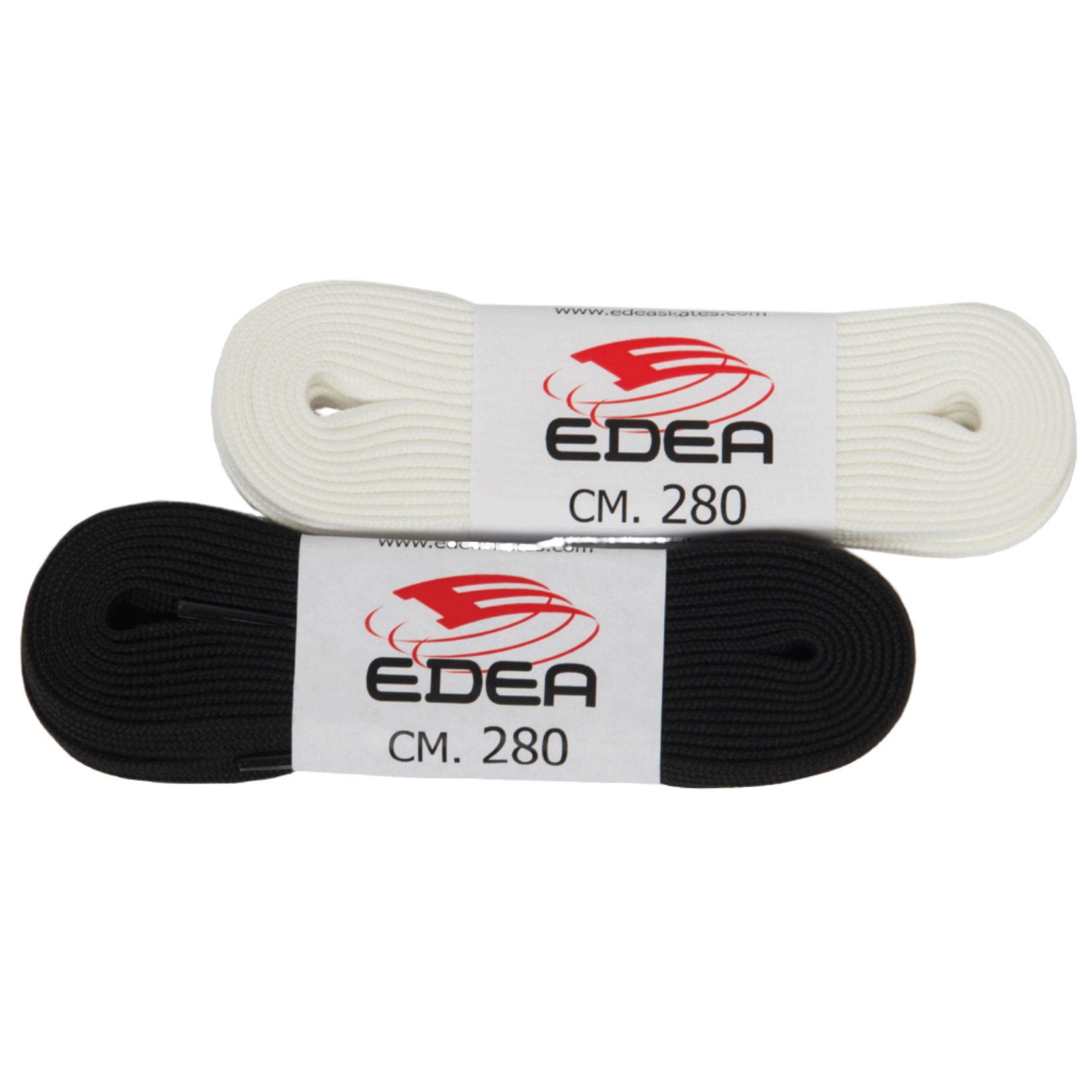 JR1229 Edea Laces Black or White for figure skates, shown in 280 cm length, ideal for secure and stylish skate fit.