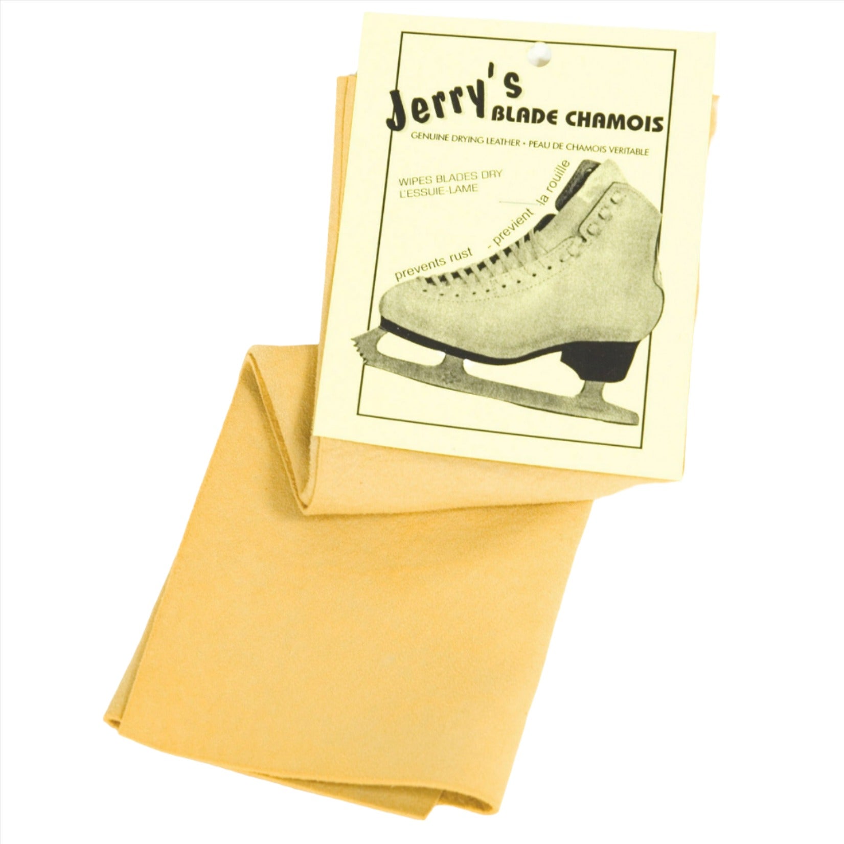 JR1260 Blade Chamois - Genuine Leather for moisture removal from ice skate blades. Premium accessory for figure skating and hockey gear.