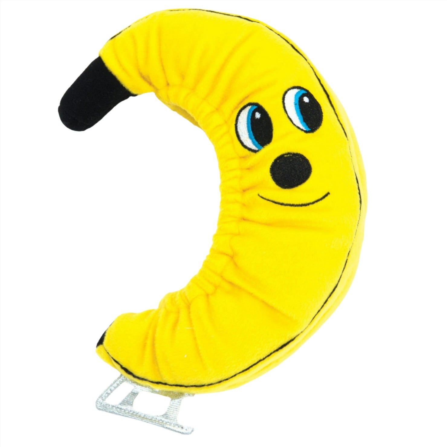 JR1364 Banana Food Soakers with smiling banana design and padded terry cloth interior for protecting ice skate blades from rust and damage.