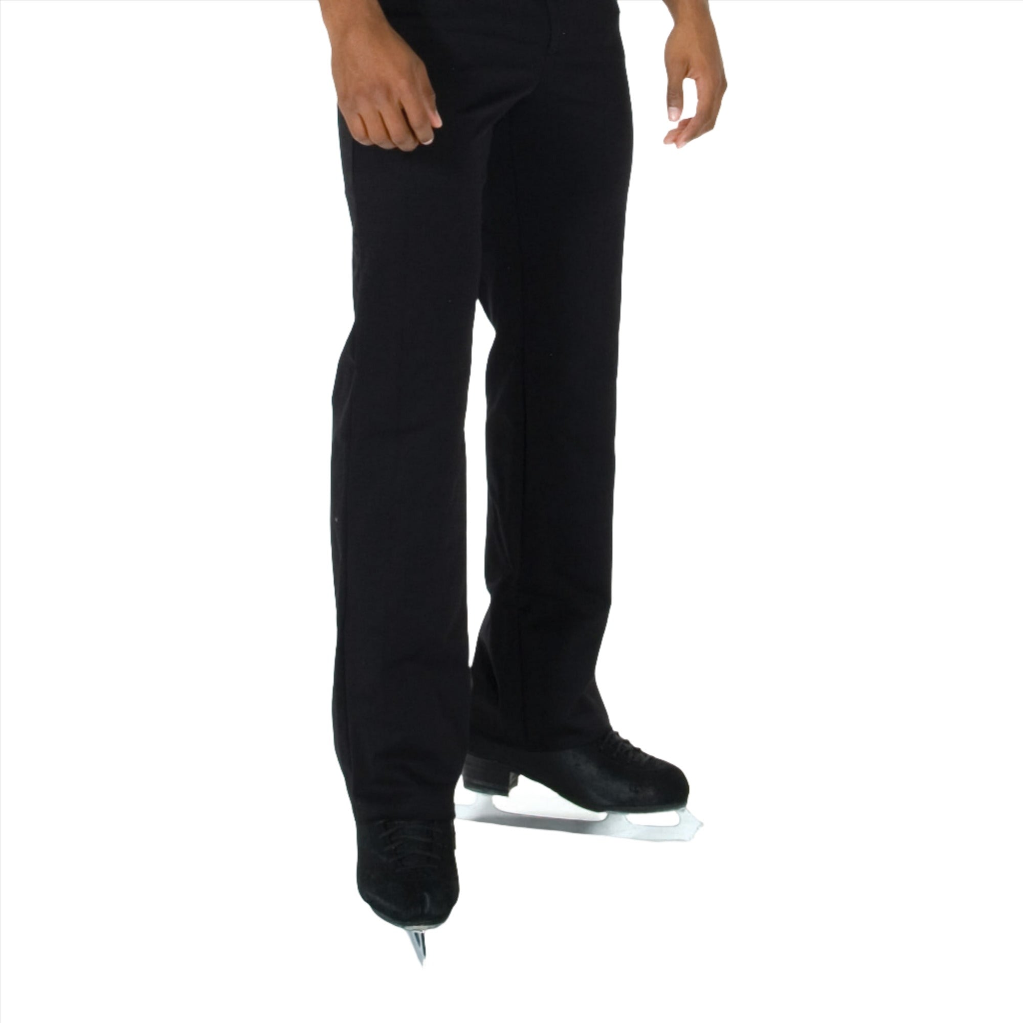 JR805 Skating Pants - Mens Skating Pants in matte polyester with flat front and unhemmed legs, ideal for figure skating performance wear.