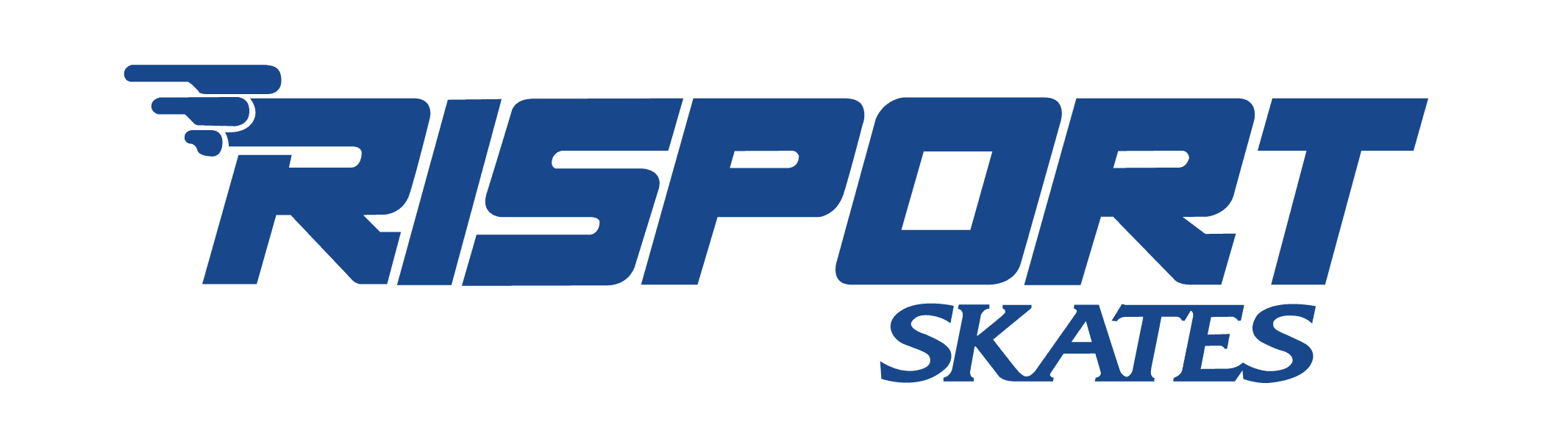 Risport Skates logo in bold blue font with stylized speed lines, representing the premium Italian figure skate brand.
