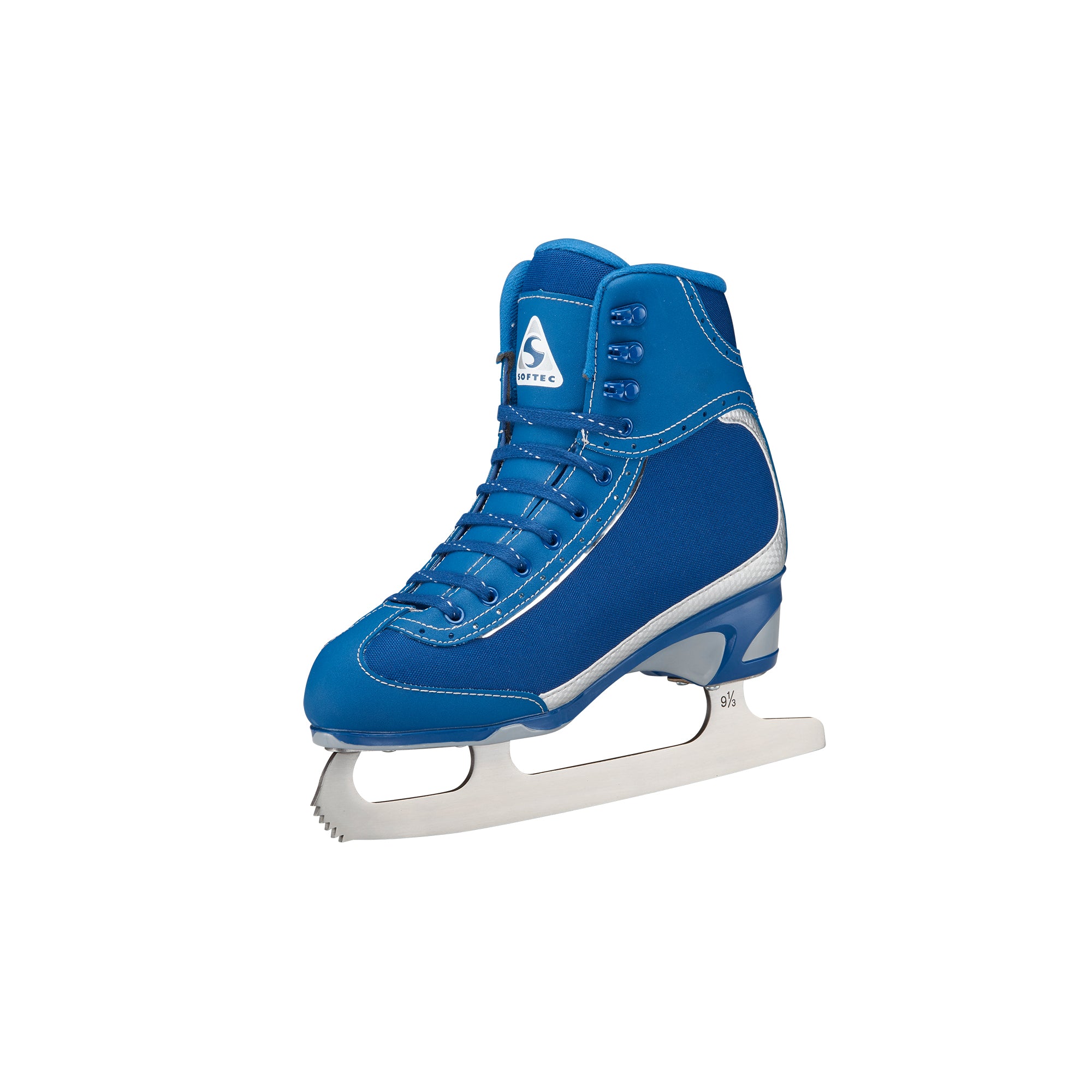 Side view of blue Jackson Softec Vista 3201 Girls Ice Skates, designed for lightweight comfort and stylish skating performance.