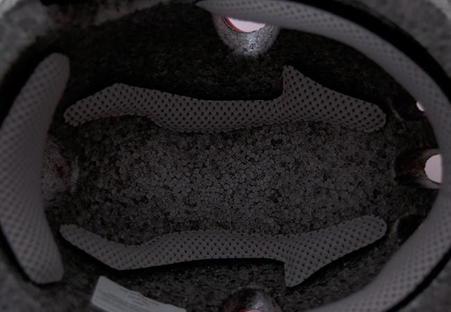 Interior padding of Wuevo Ice Skating Helmet shown in detail, designed for comfort and impact absorption during skating activities.