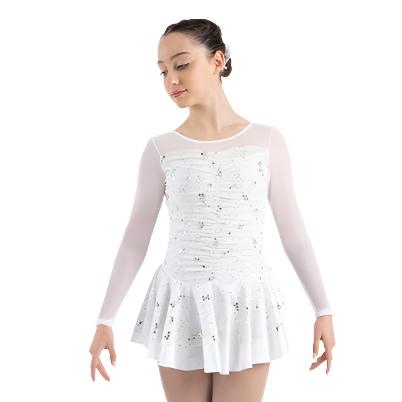 White mesh covered figure skate dress front view