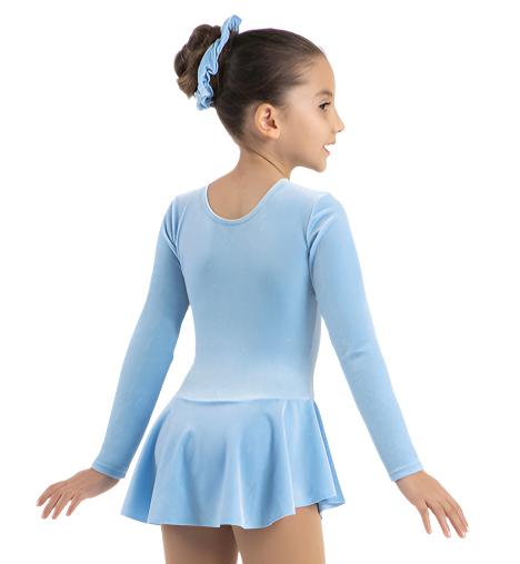 Back view of light blue figure skate dress