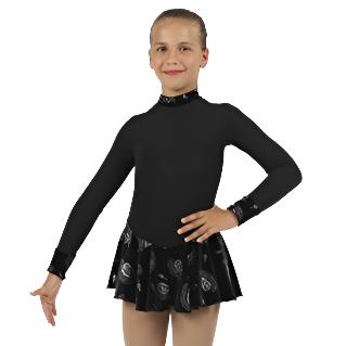 Black Mondor Polartec figure skate dress with patterned skirt