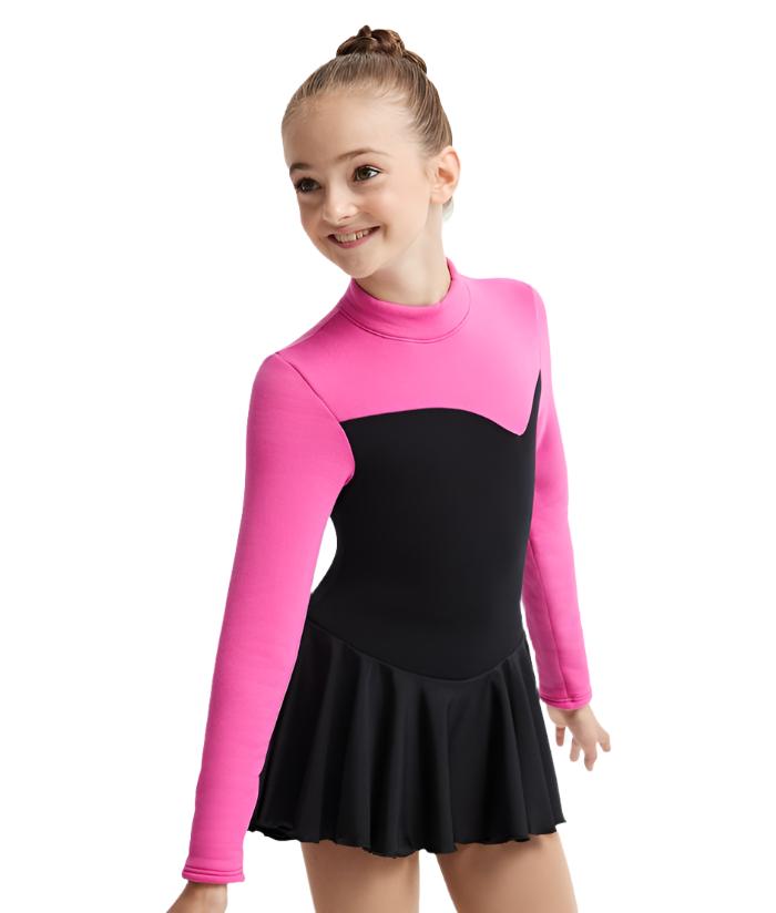 Pink and black Mondor fleece figure skate dress