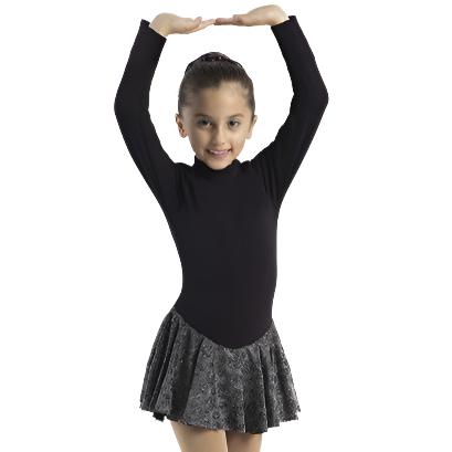 Girl in black and gray Mondor Polartec skate dress