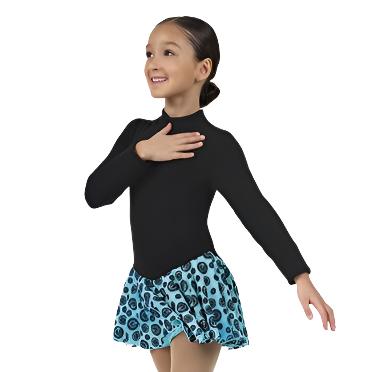 Girl in black and blue Mondor Polartec skate dress