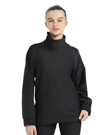 Black Polartec skating shirt, front view