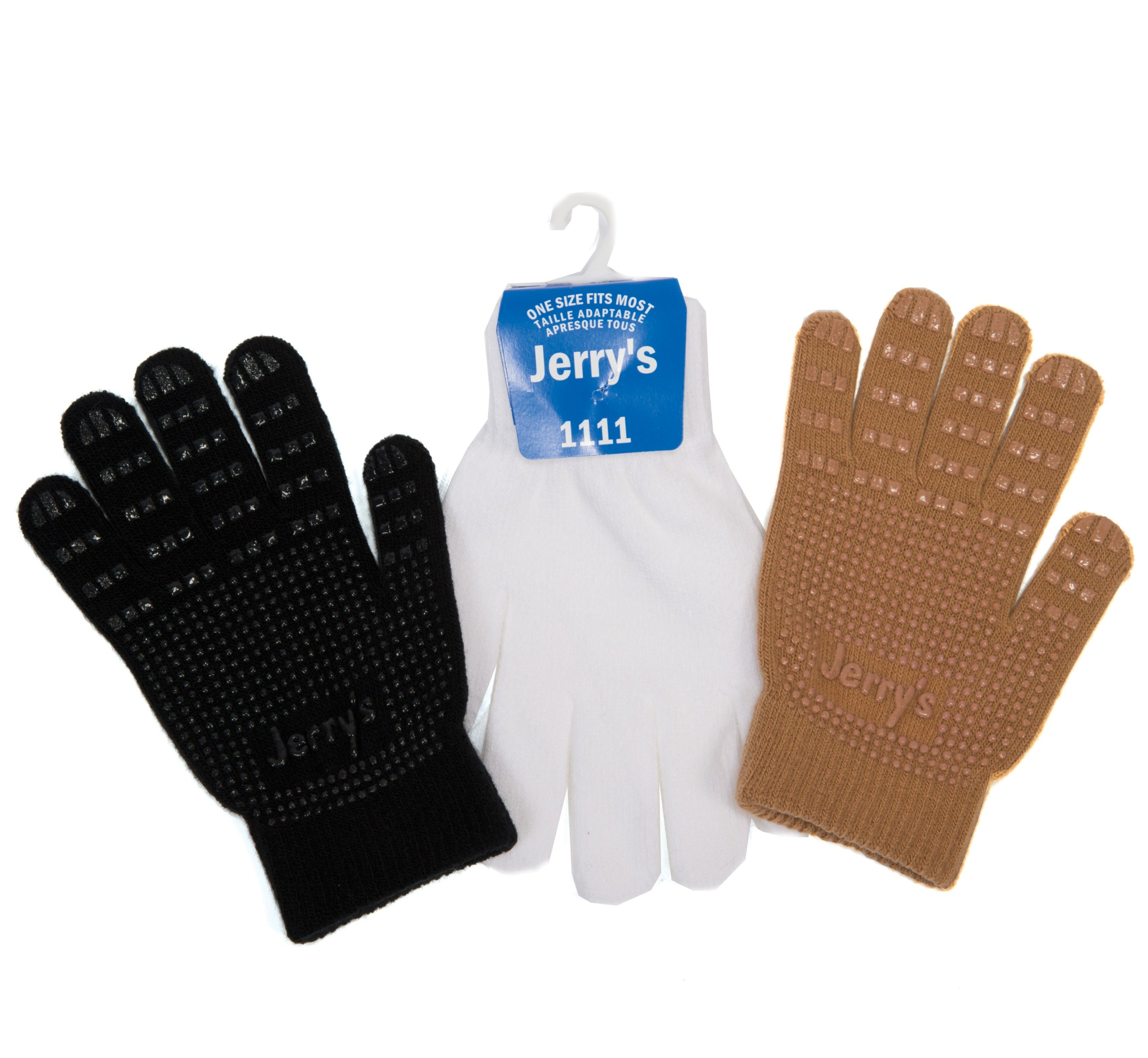 JR1111 Gripper Gloves in black, white, and beige