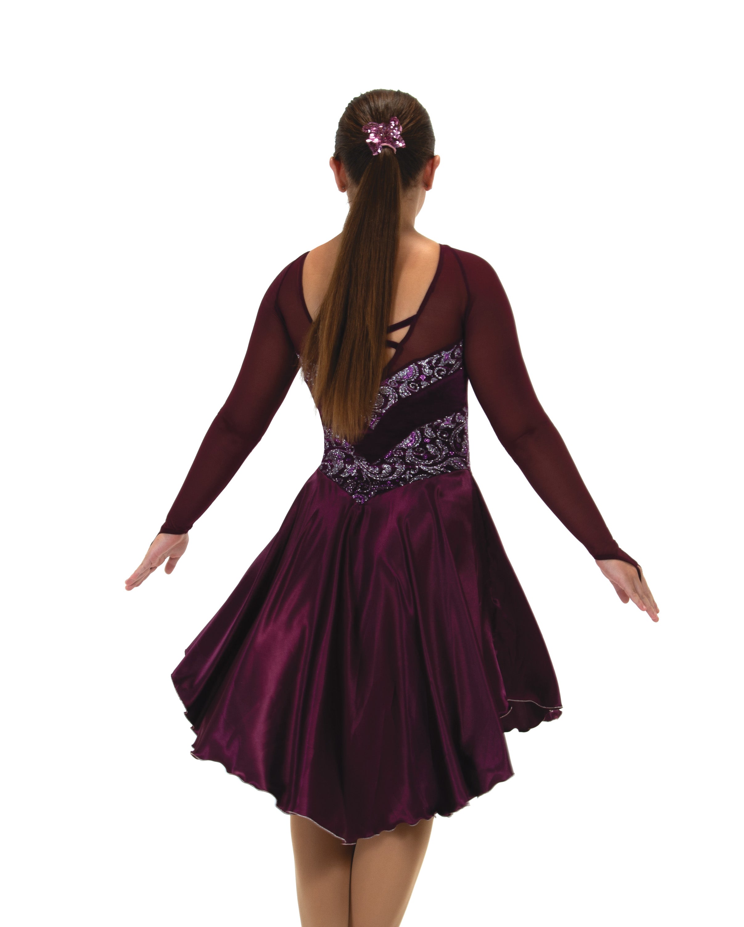 JR196 Satin Swizzle Dance Figure Skate Dress