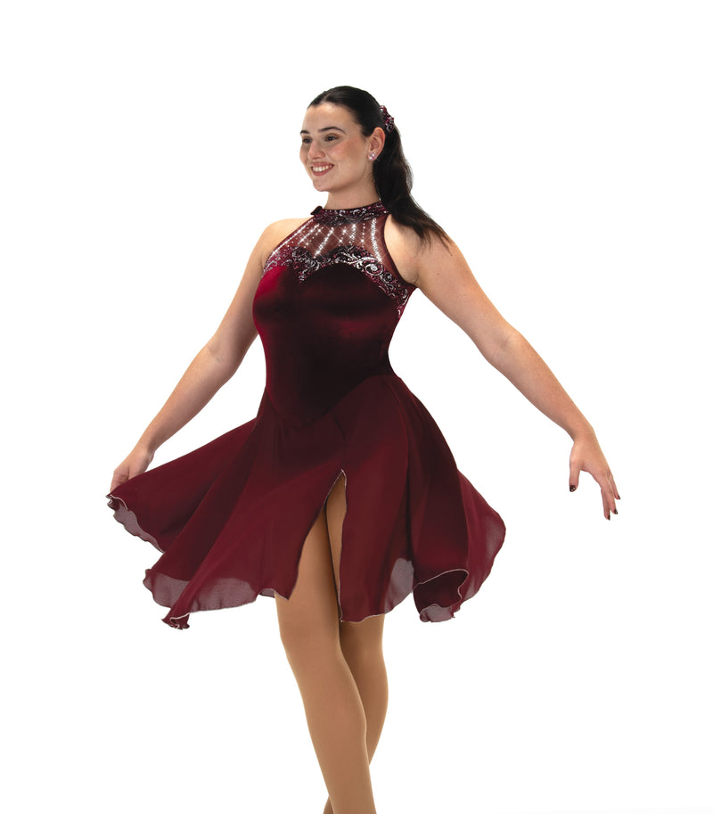 JR204 Cabernet Crystals Dance Figure Skate Dress