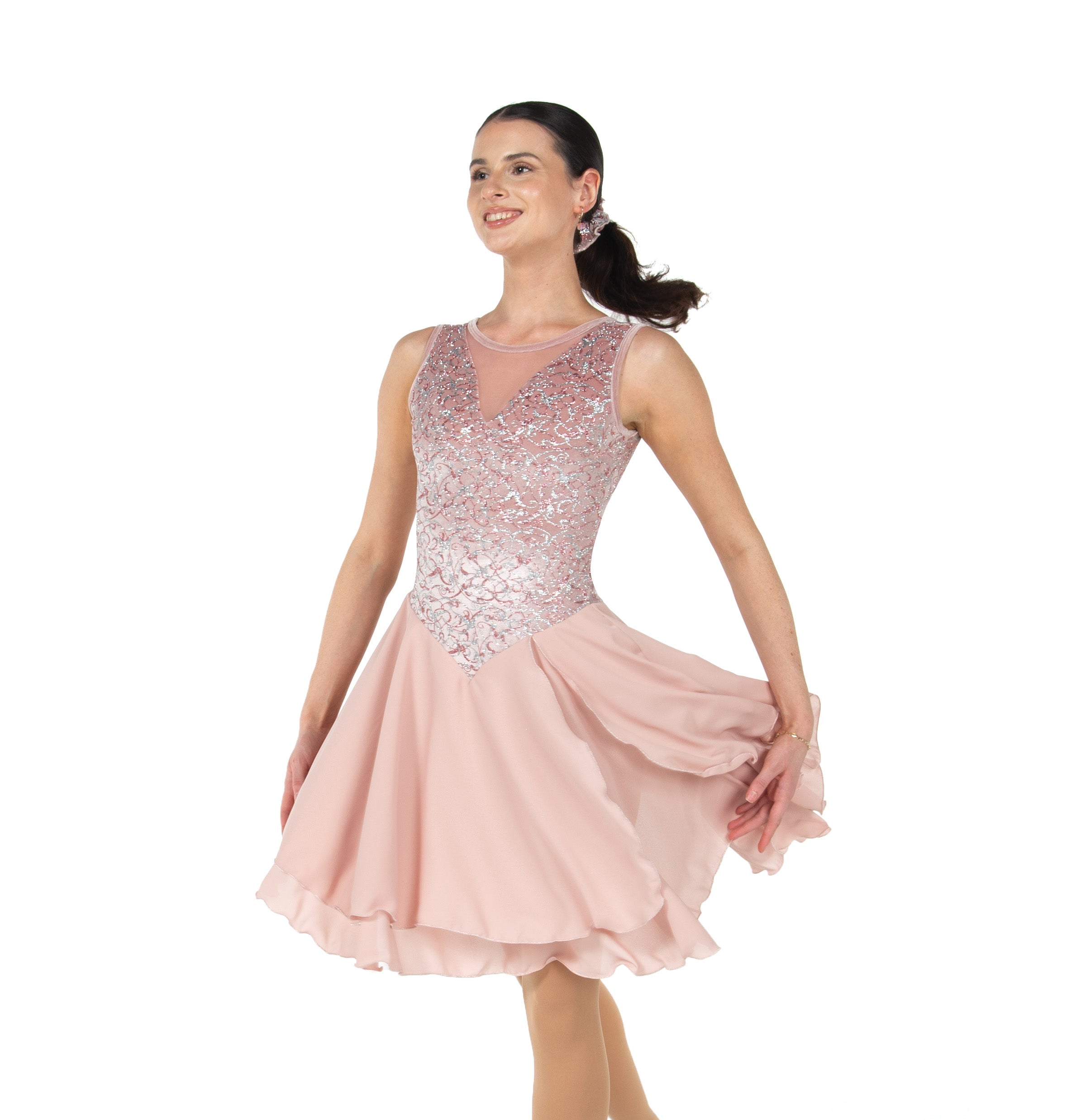 JR205 Blush Ballgown Dance Figure Skate Dress