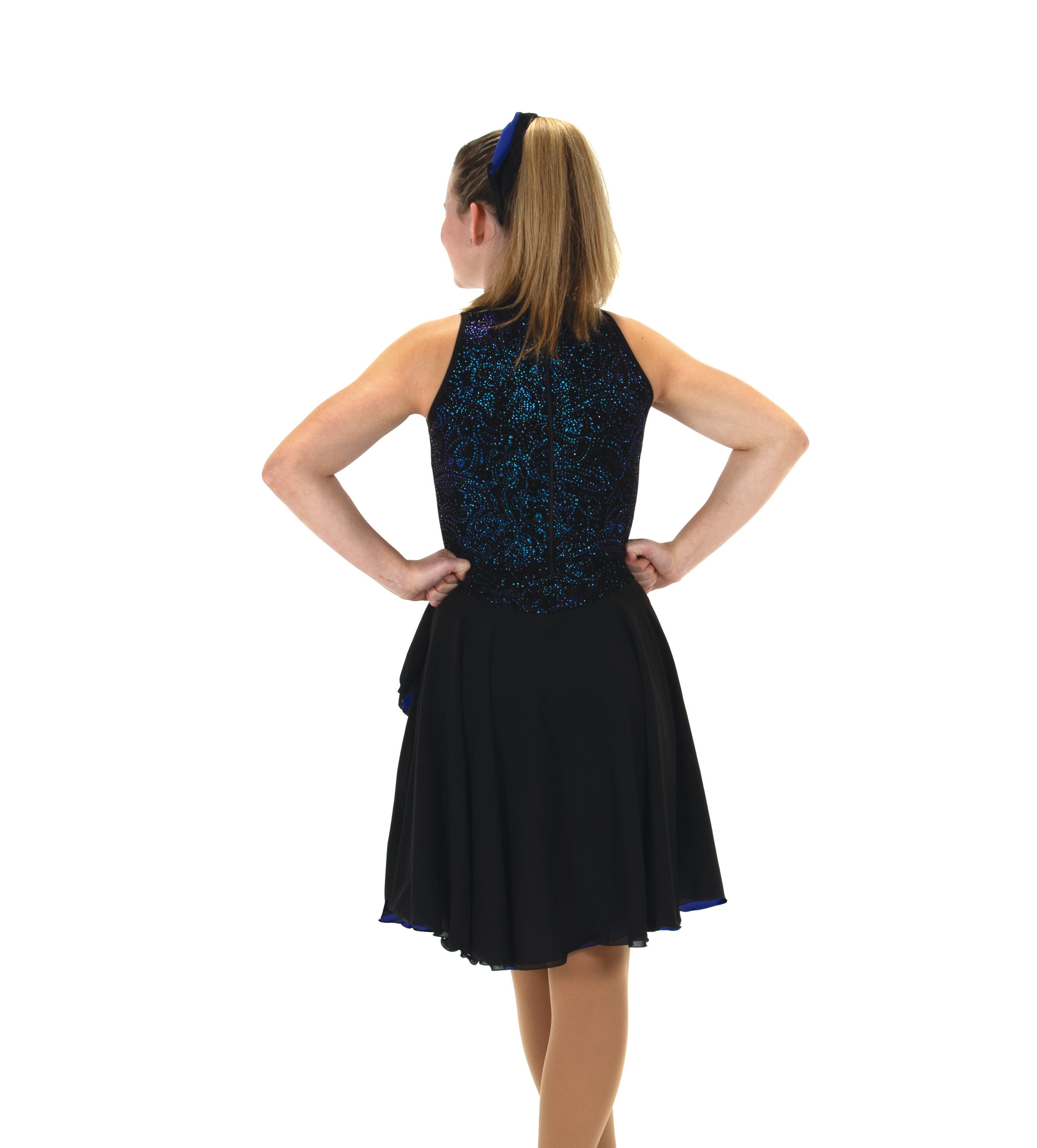 JR206 The Blues on Black Dance Figure Skate Dress