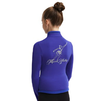 Blue Mondor Crystal Jacket with sequin figure skater design