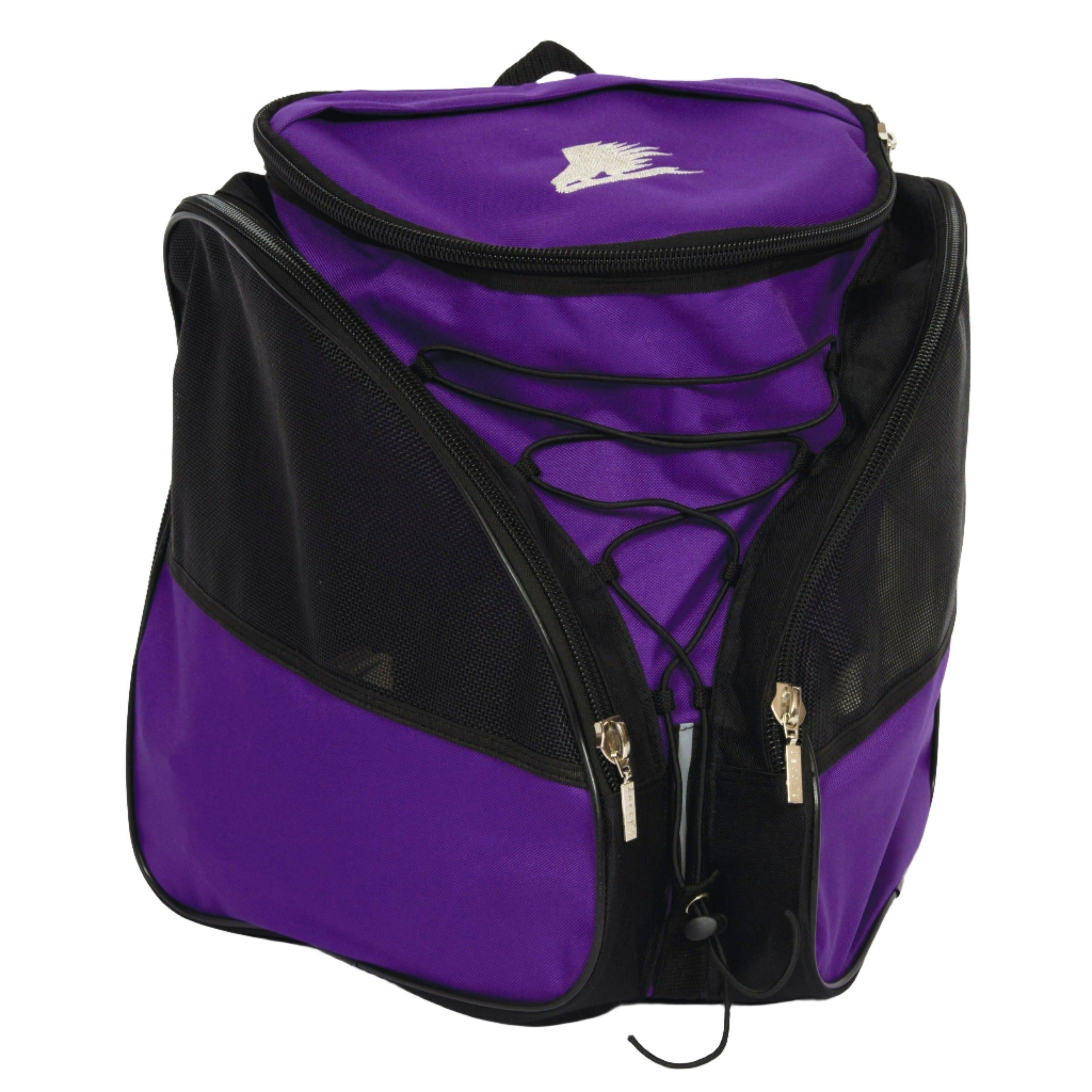 Purple JR3050 bungee skate backpack with mesh compartments