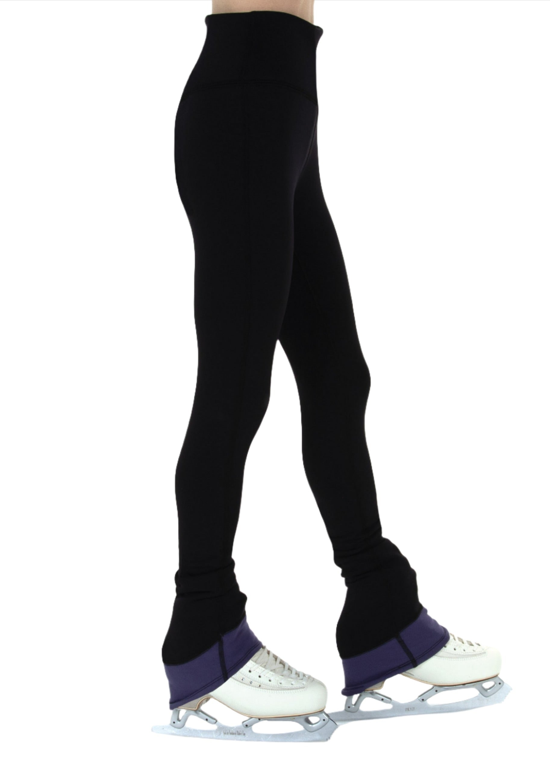 High waist banded fleece leggings in purple dusk for skating