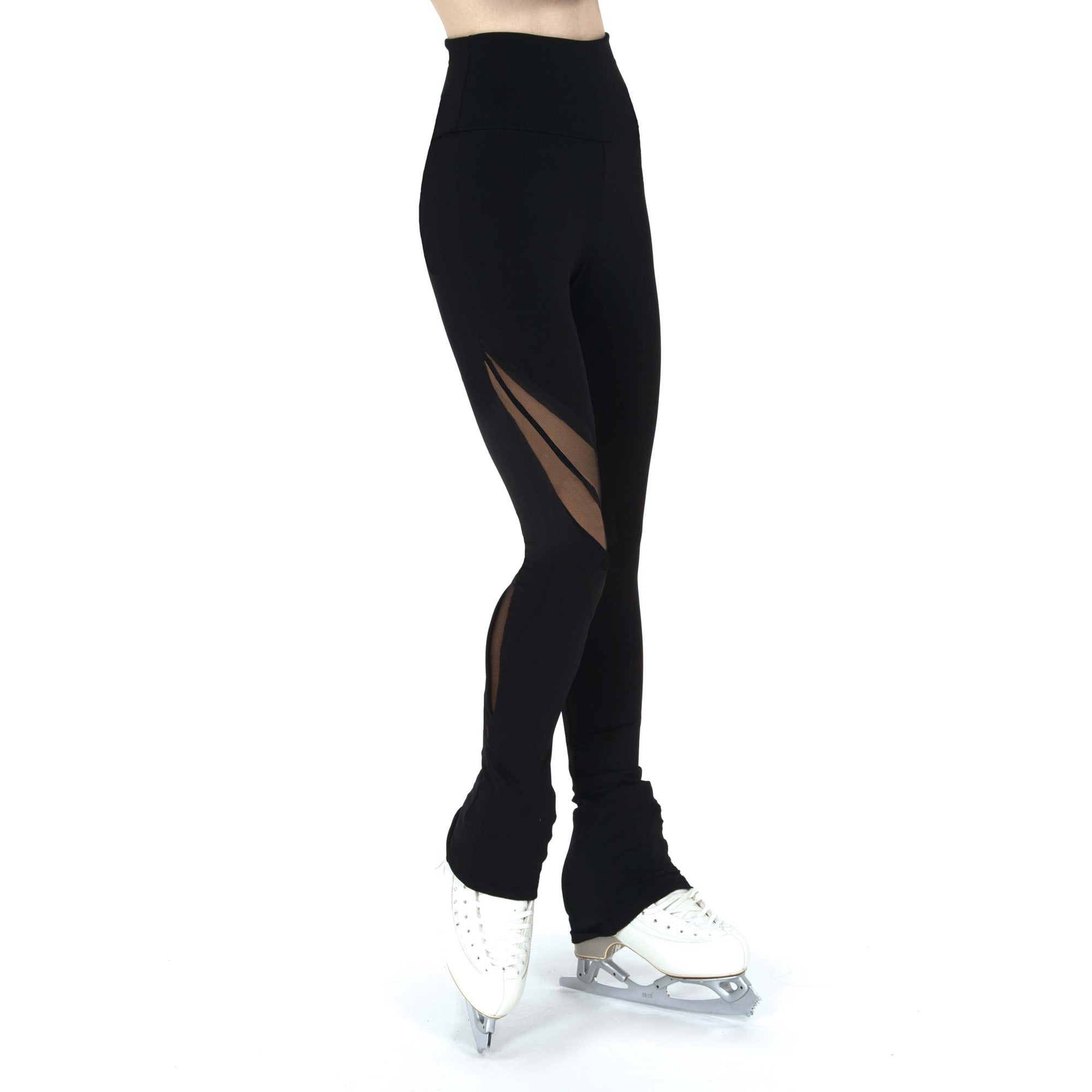 High waist mesh ribbon skating leggings