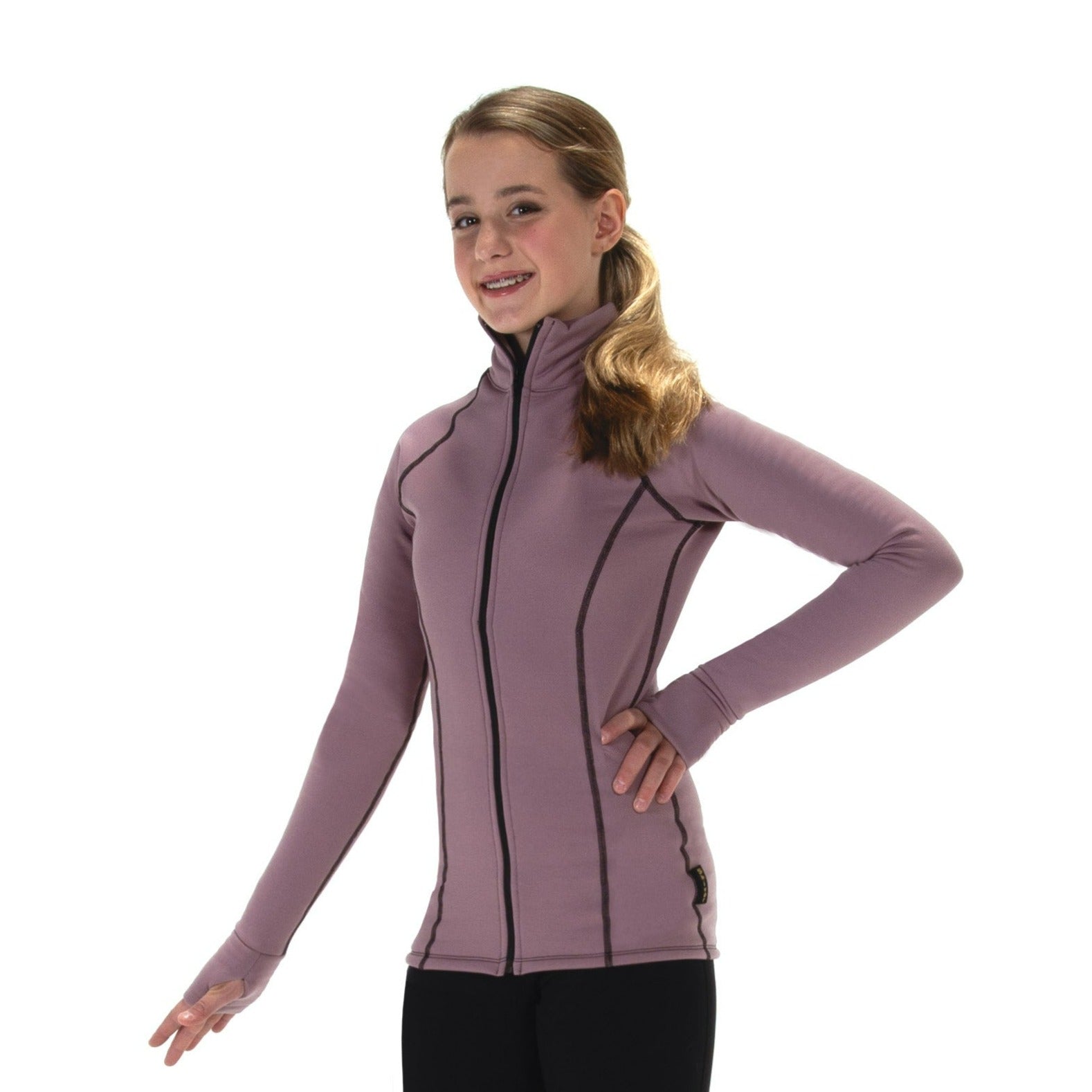 JR408-RM Fleece Glide Jacket in Rose Mauve, front view