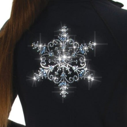 Close-up of ice crystal design on black jacket