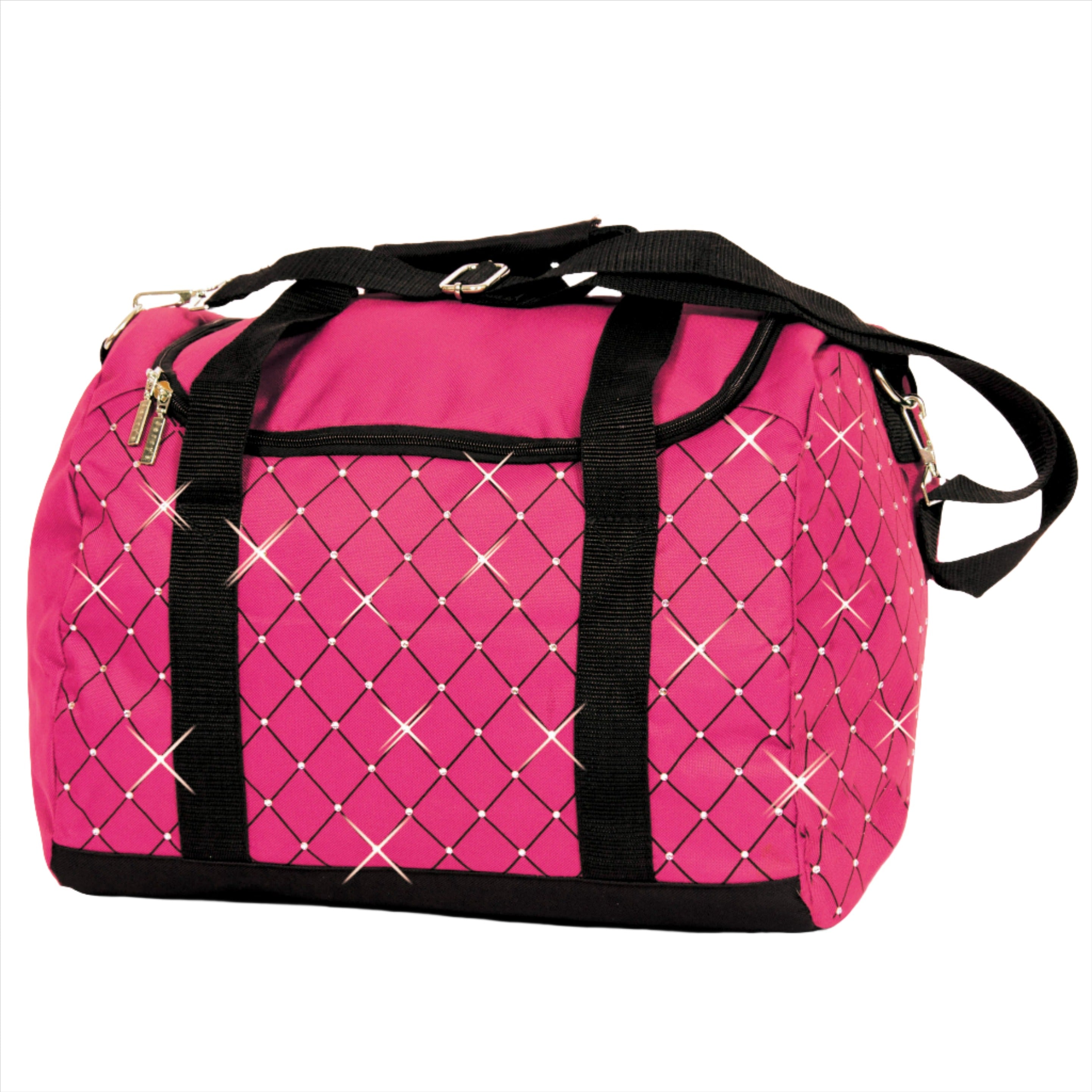 Pink diamond crystal skate bag with black straps