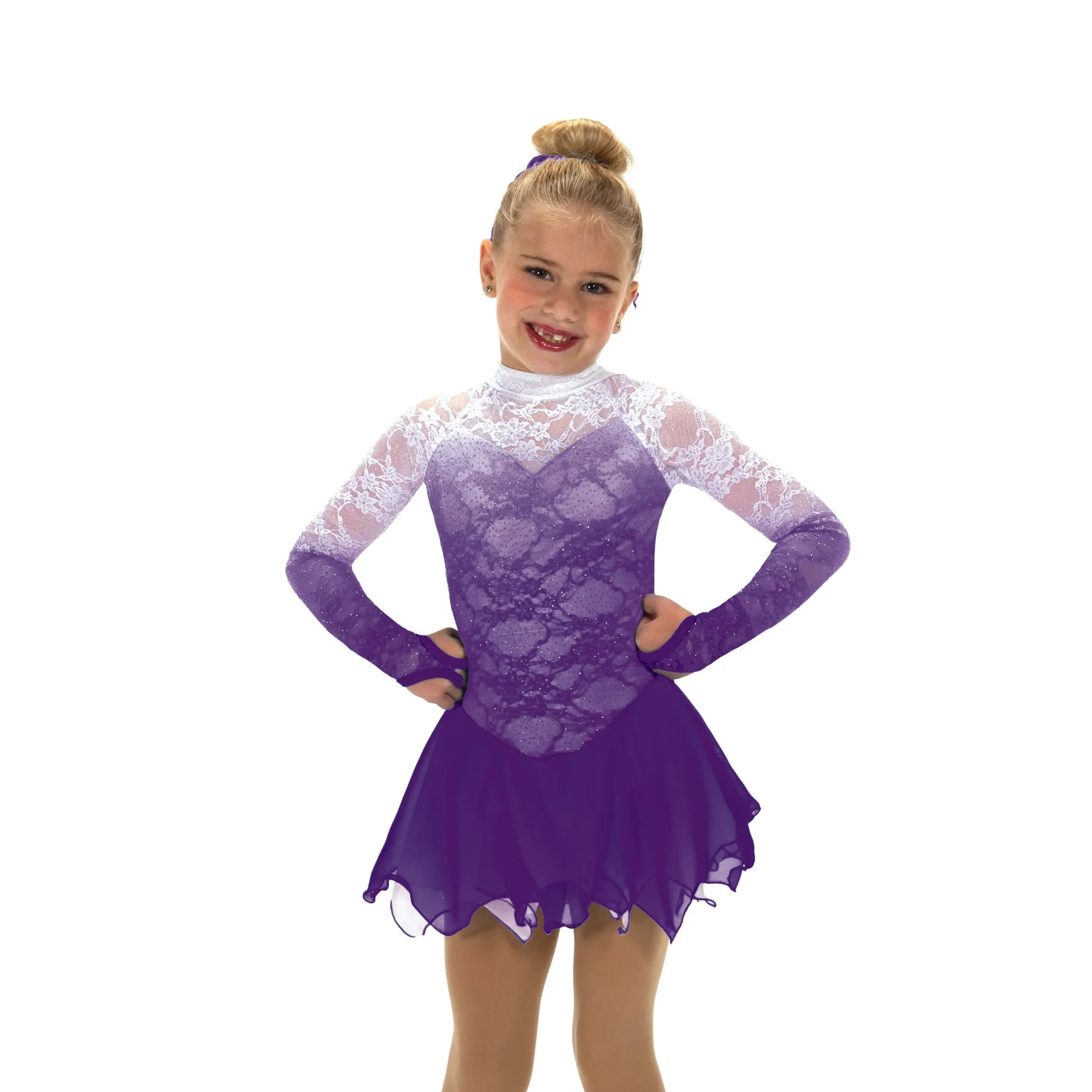 JR602-PU Starting to Snow Figure Skate Dress - Purple