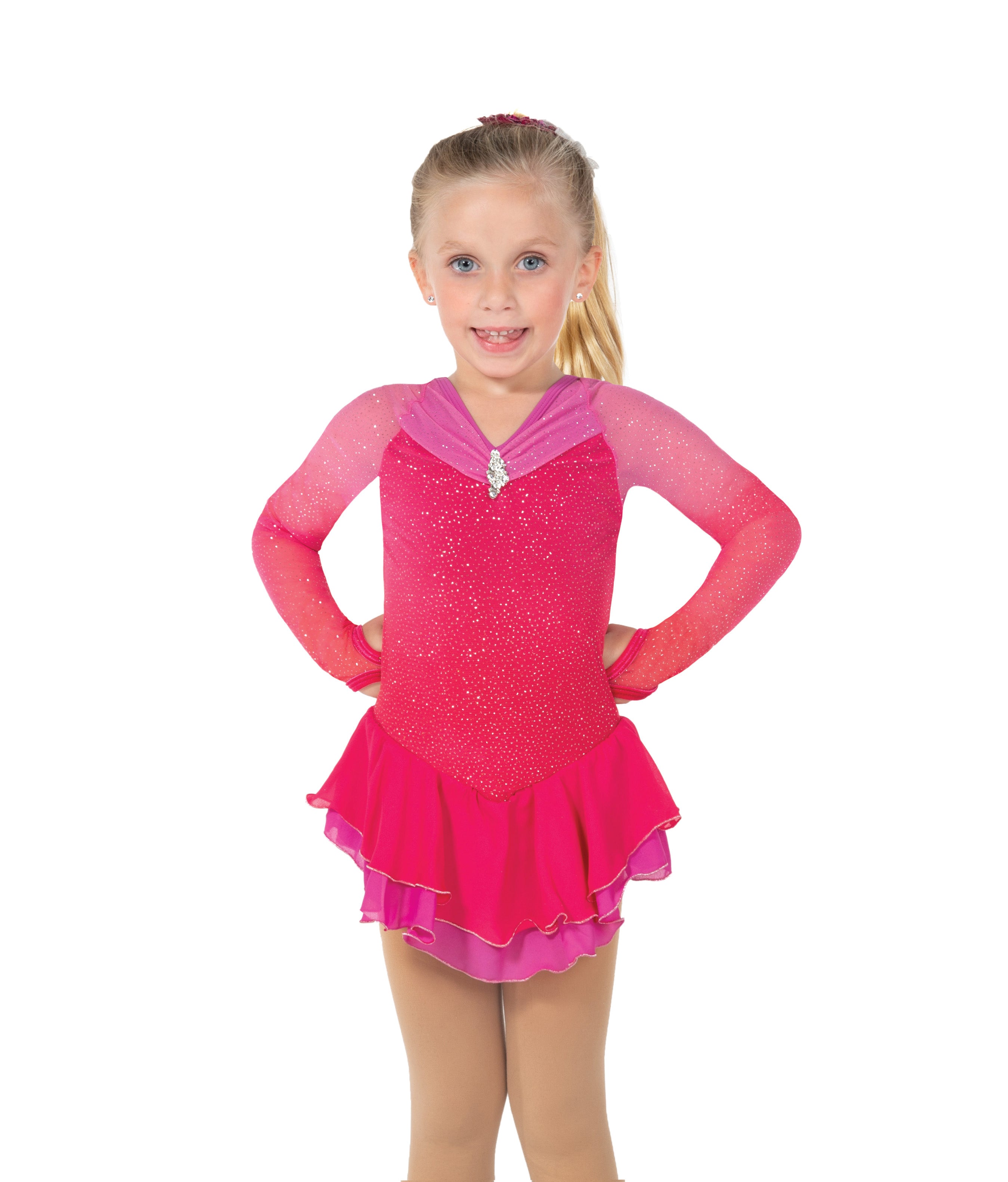 JR606 Fuchsia Fire Figure Skate Dress front view