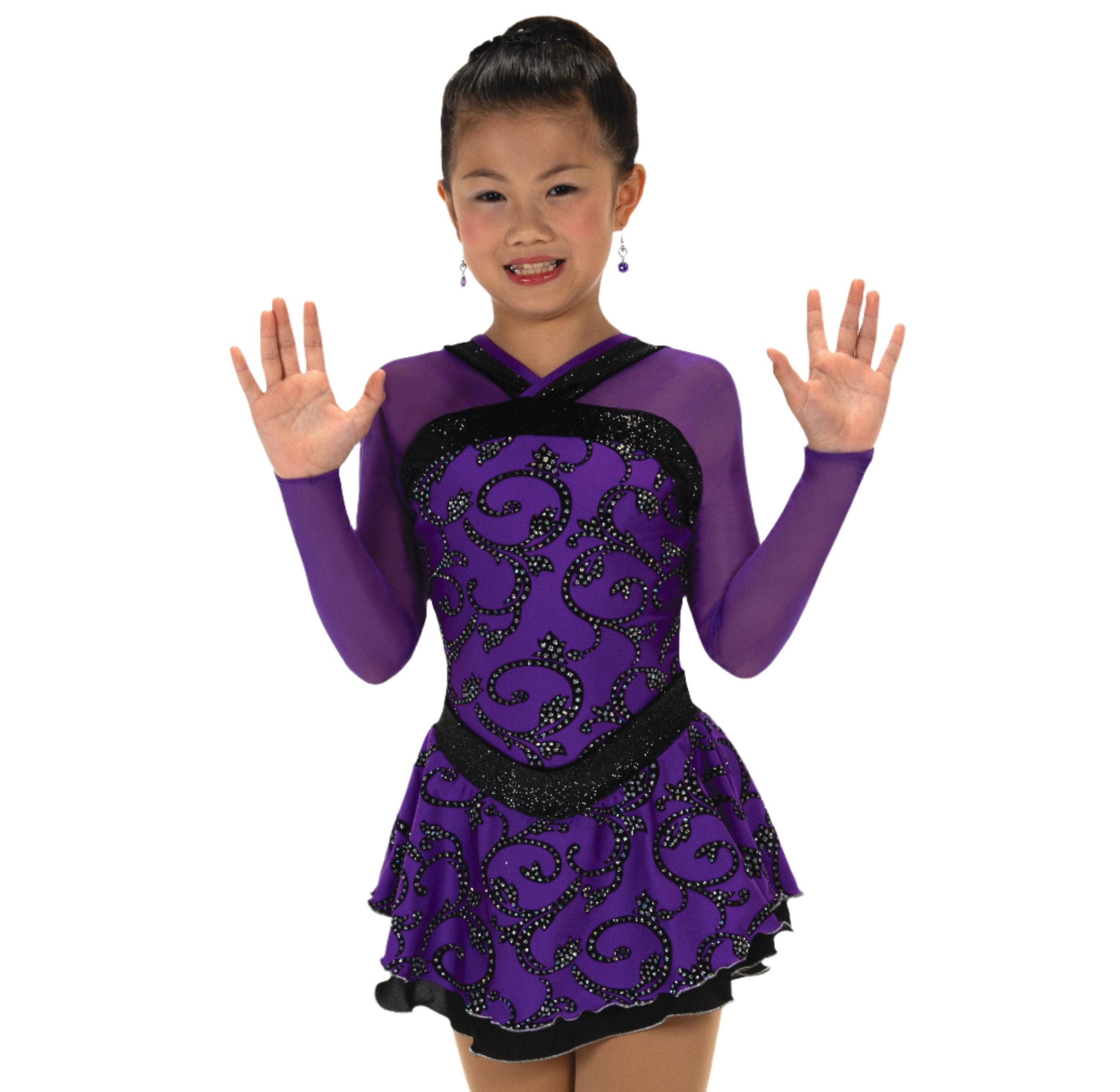 JR607 Jet & Jacaranda Figure Skate Dress front view