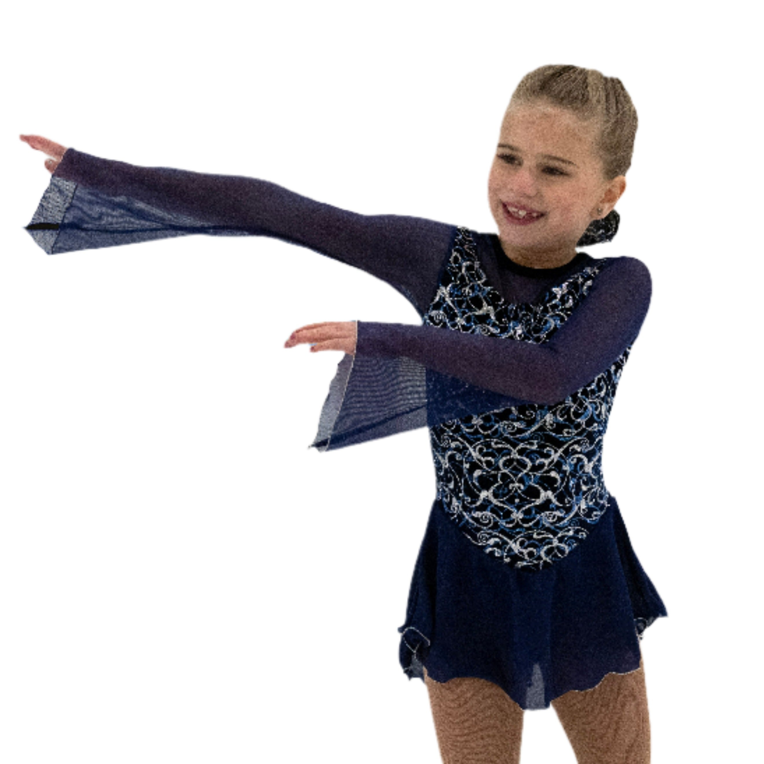 JR608 Believe Figure Skate Dress in navy blue velvet