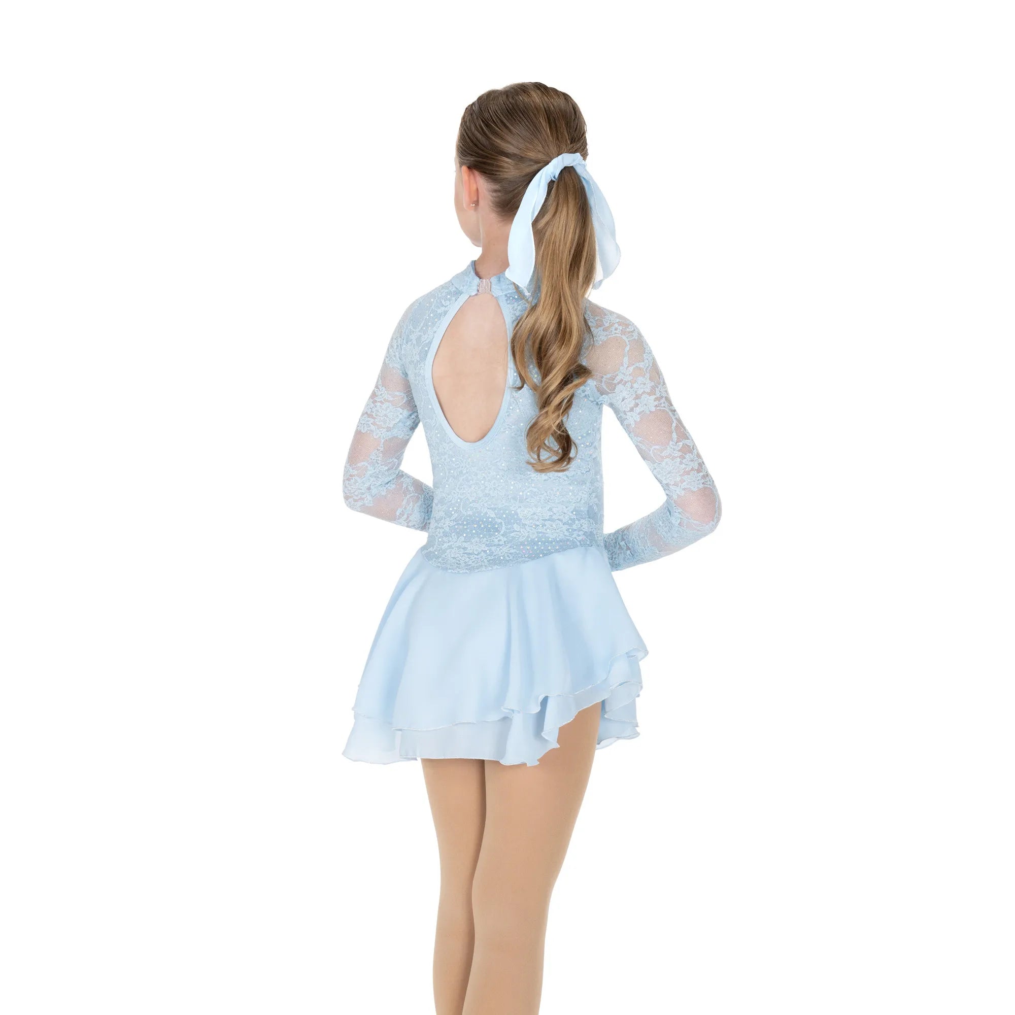 JR609-IB Sequin Lining Figure Skate Dress - Ice Blue