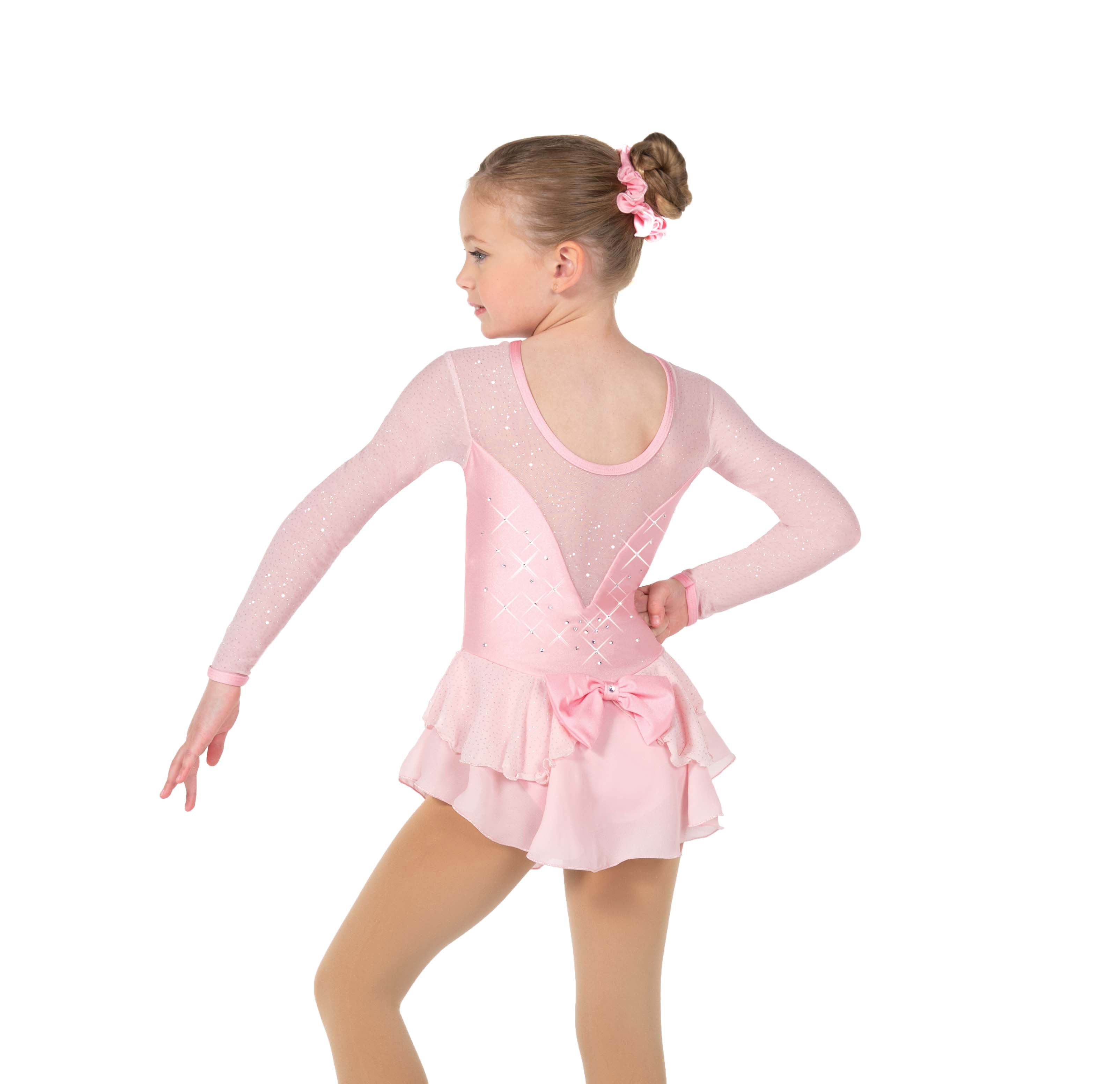 Pink Crystal Kisses figure skate dress, back view